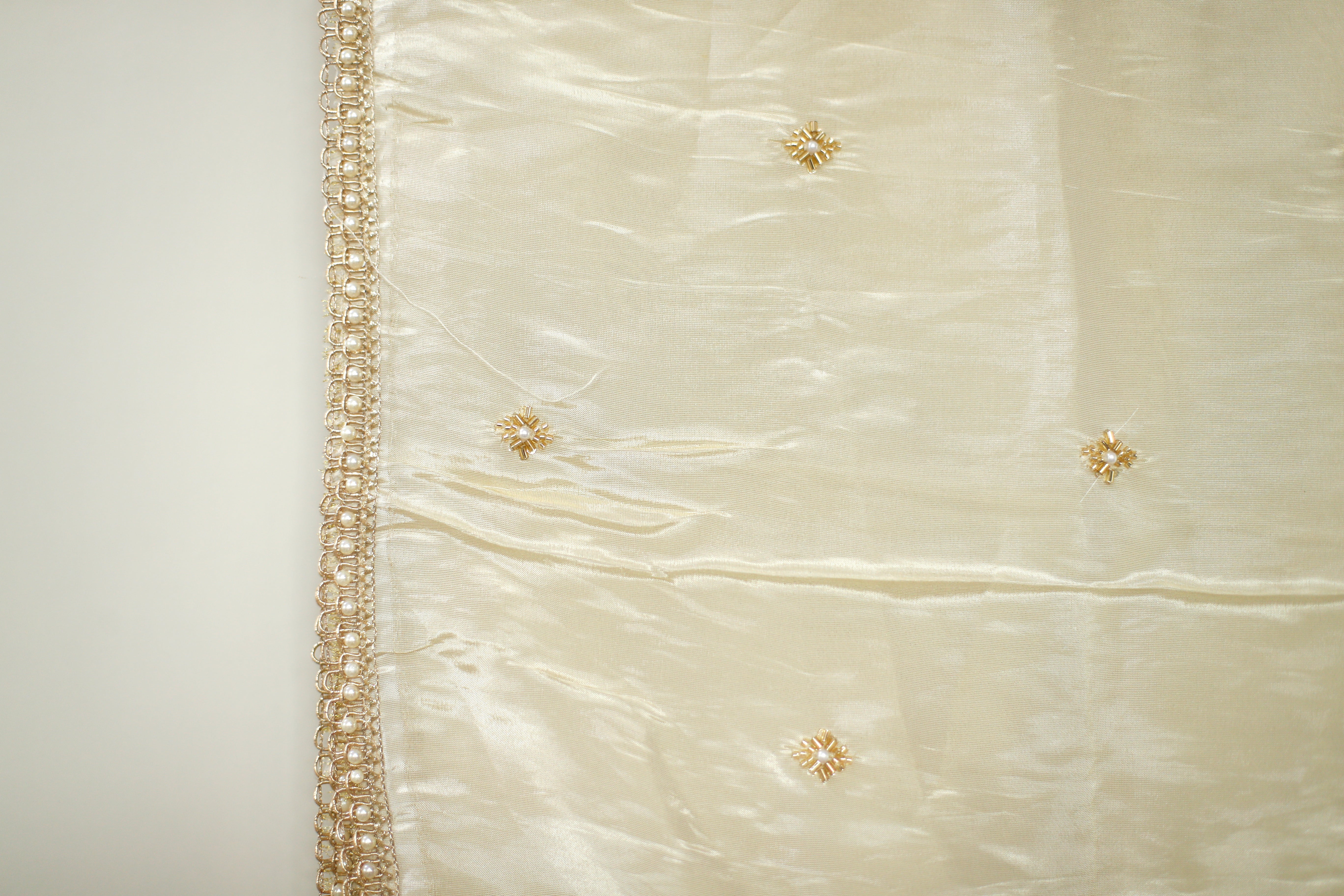 Tissue Pearl Buti Work Dupatta - Dyeable