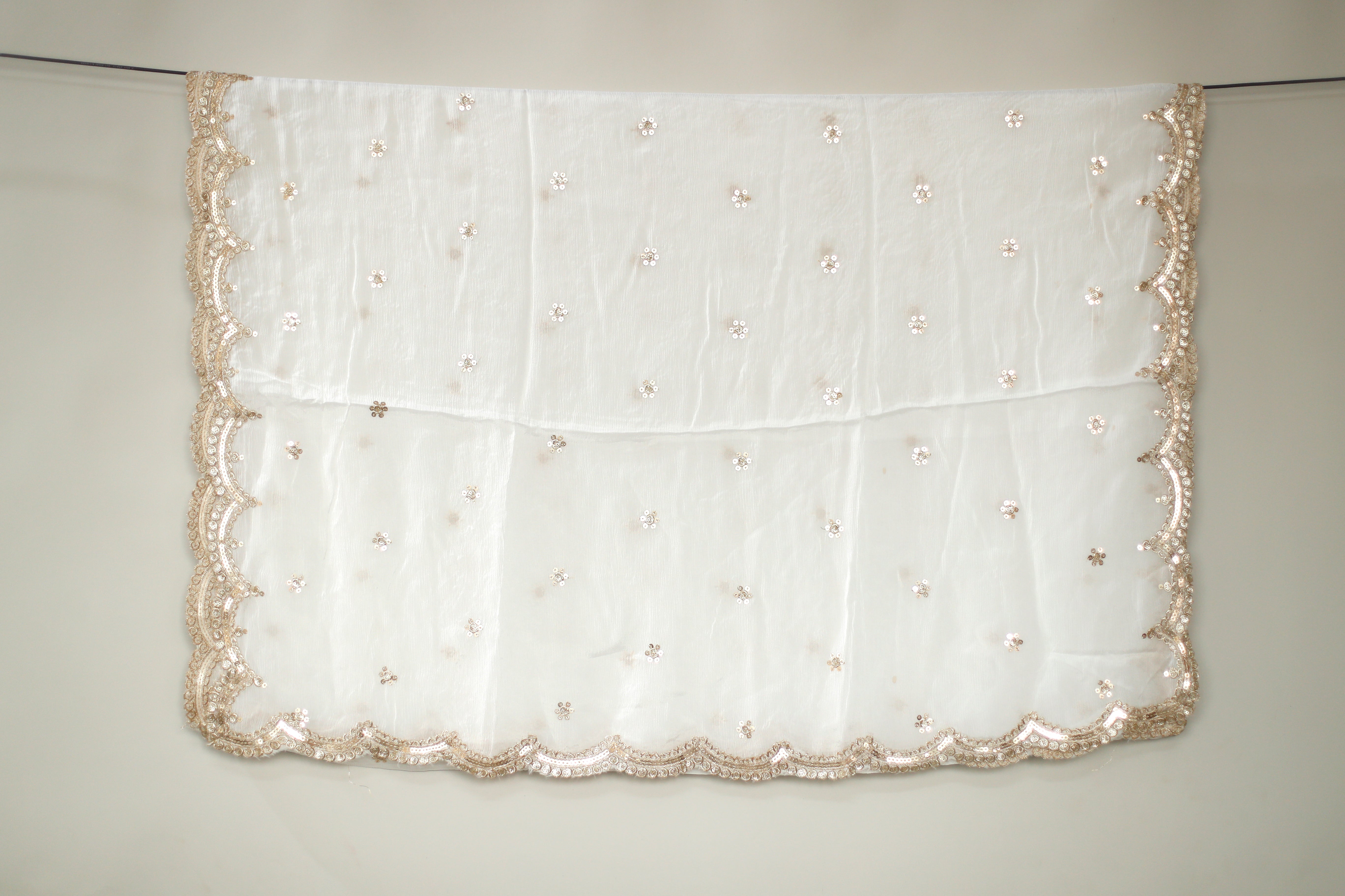 Chinon Dyeable Sequin Buti Dupatta