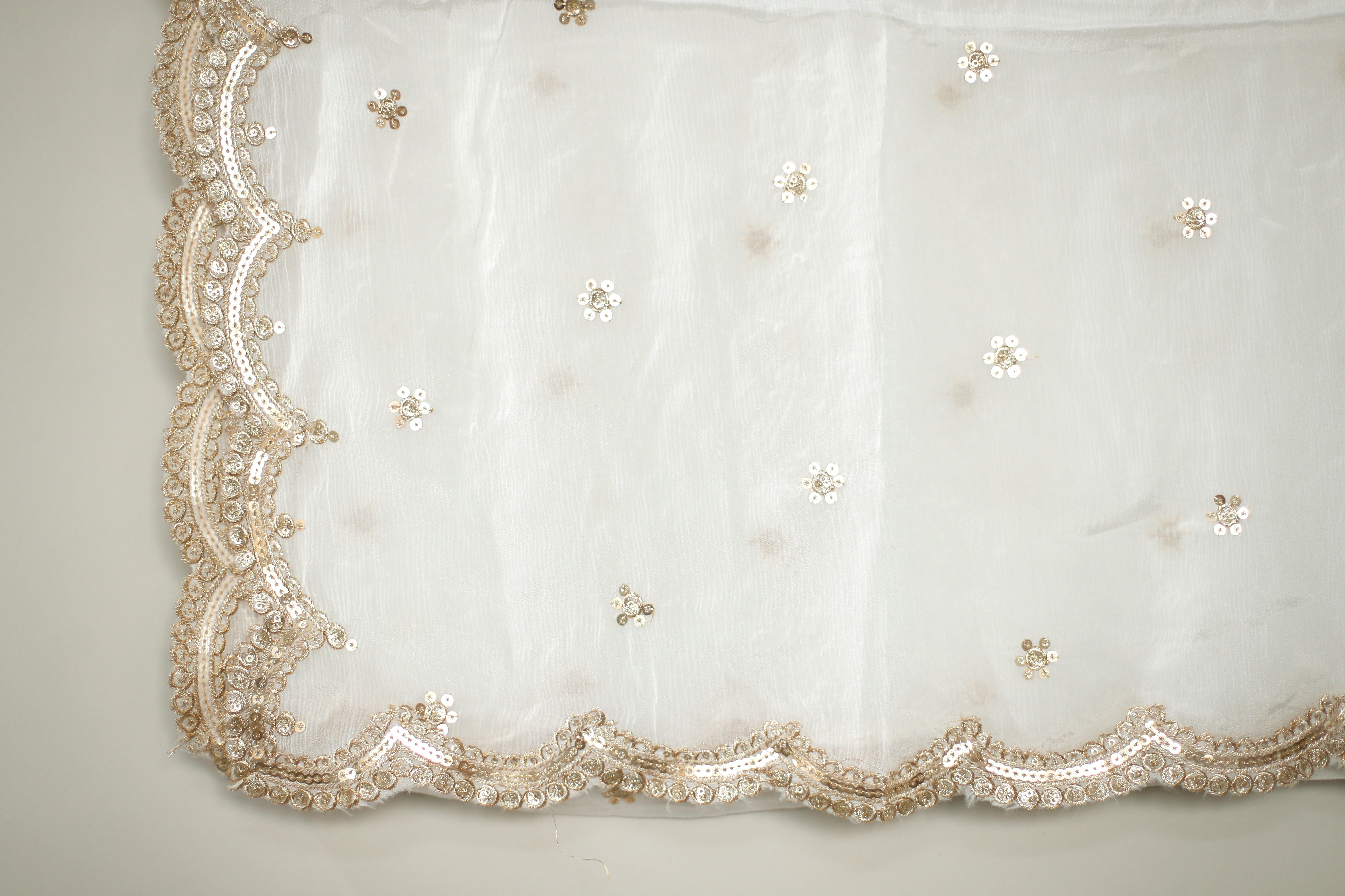 Chinon Dyeable Sequin Buti Dupatta