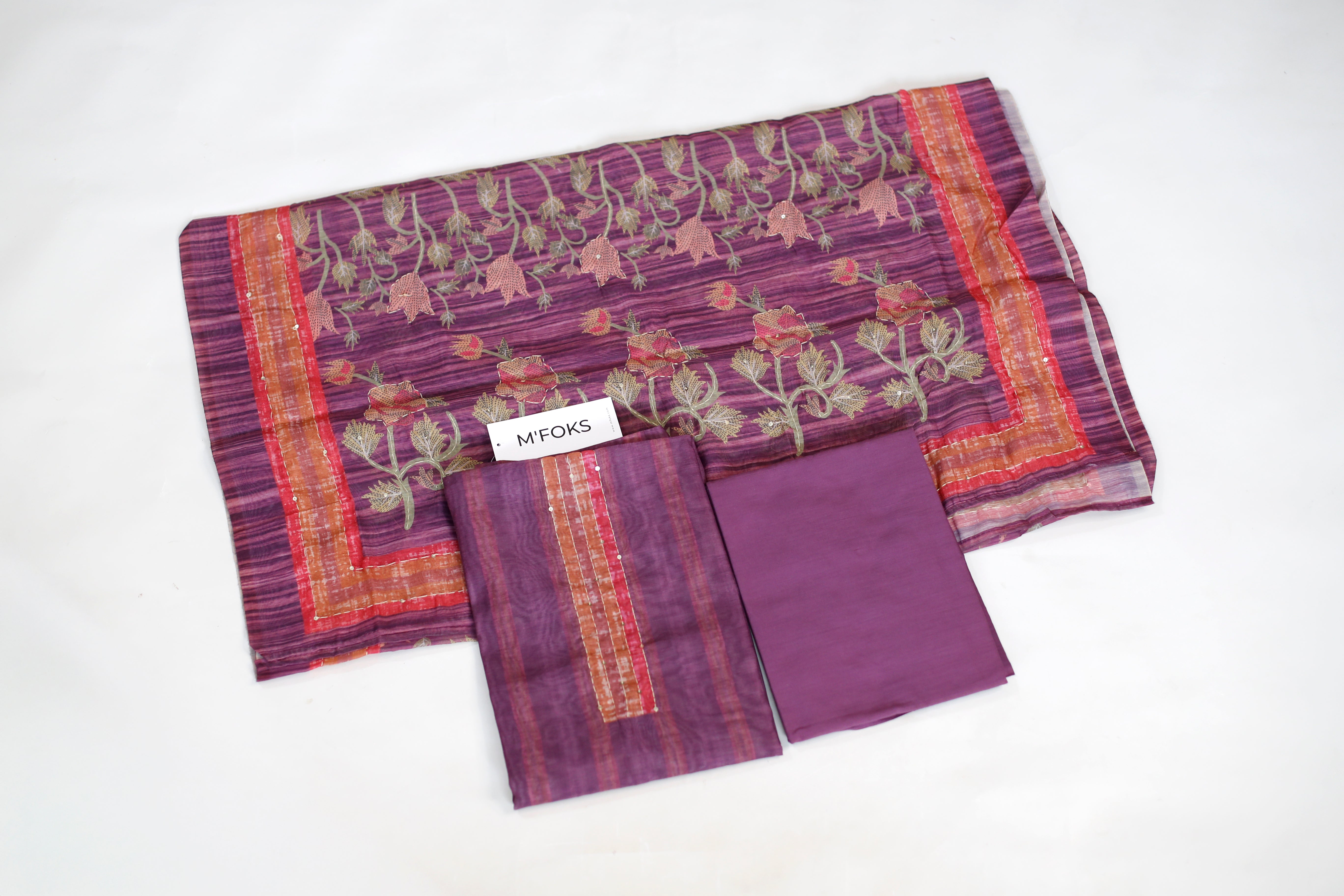 Chanderi Digital Print Unstitched Suit with Dupatta - M'Foks