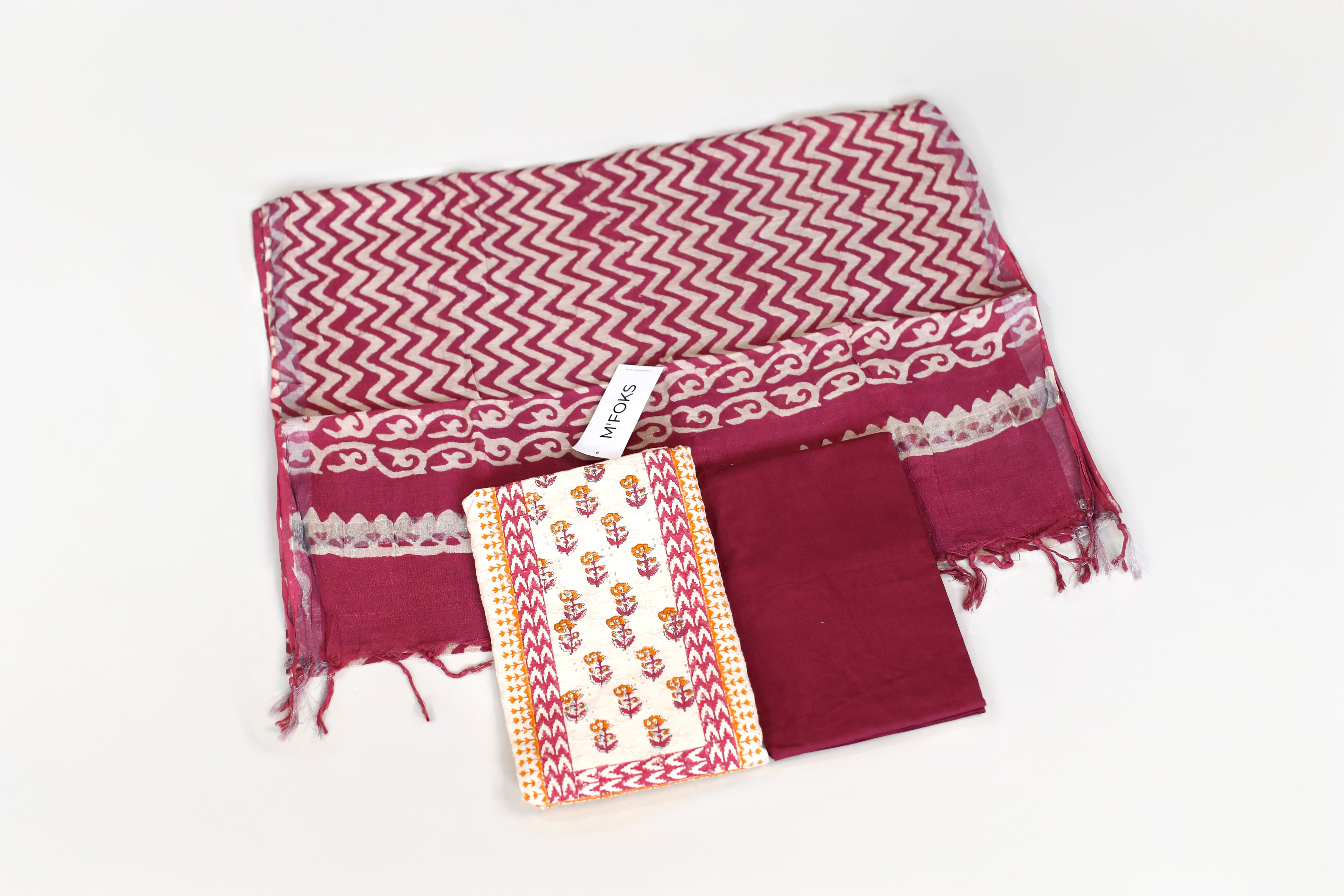 Cotton Hakoba Block Print Unstitched Suit - M'Foks