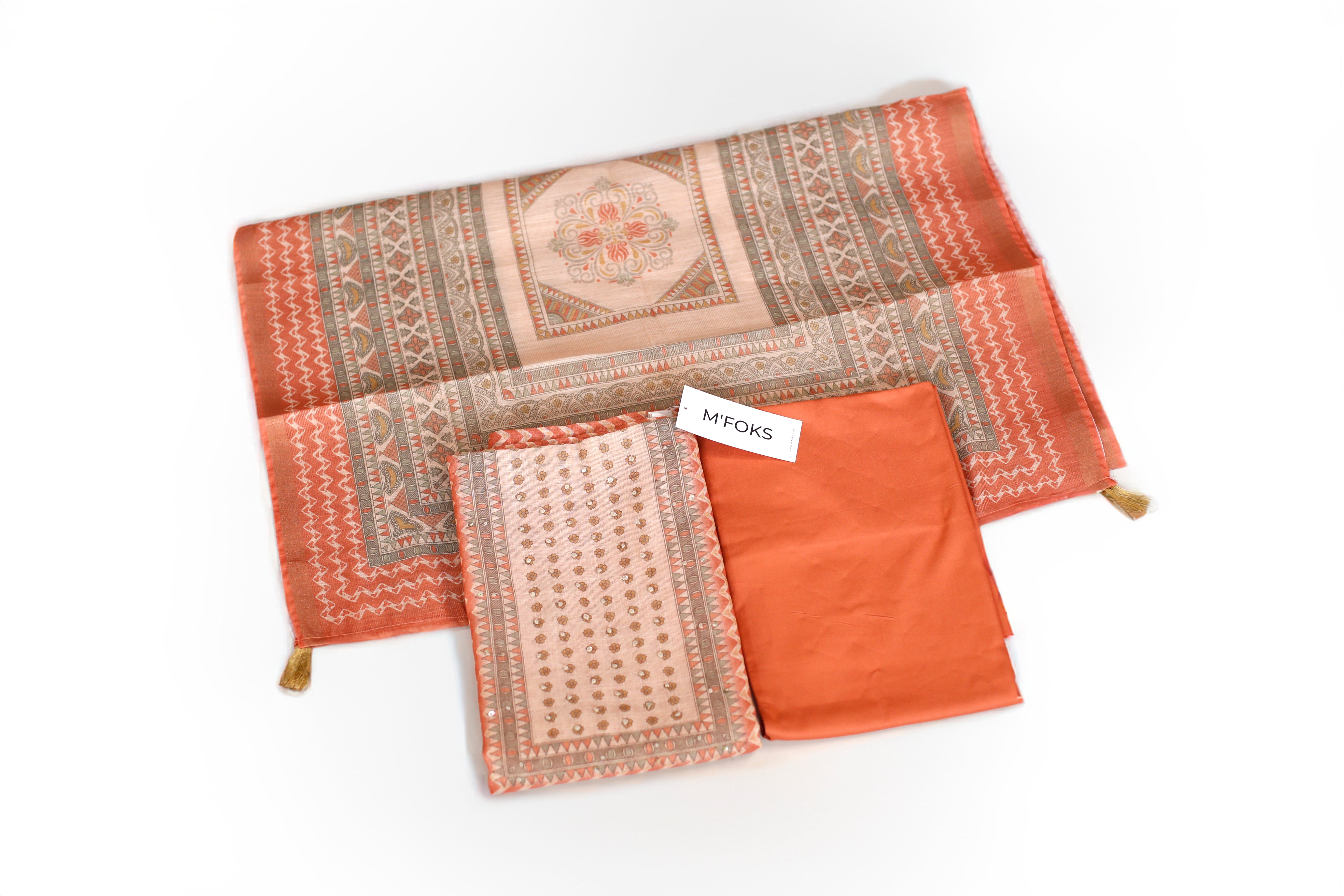 Tissue Digital Print Unstitched Suit with Dupatta - M'Foks