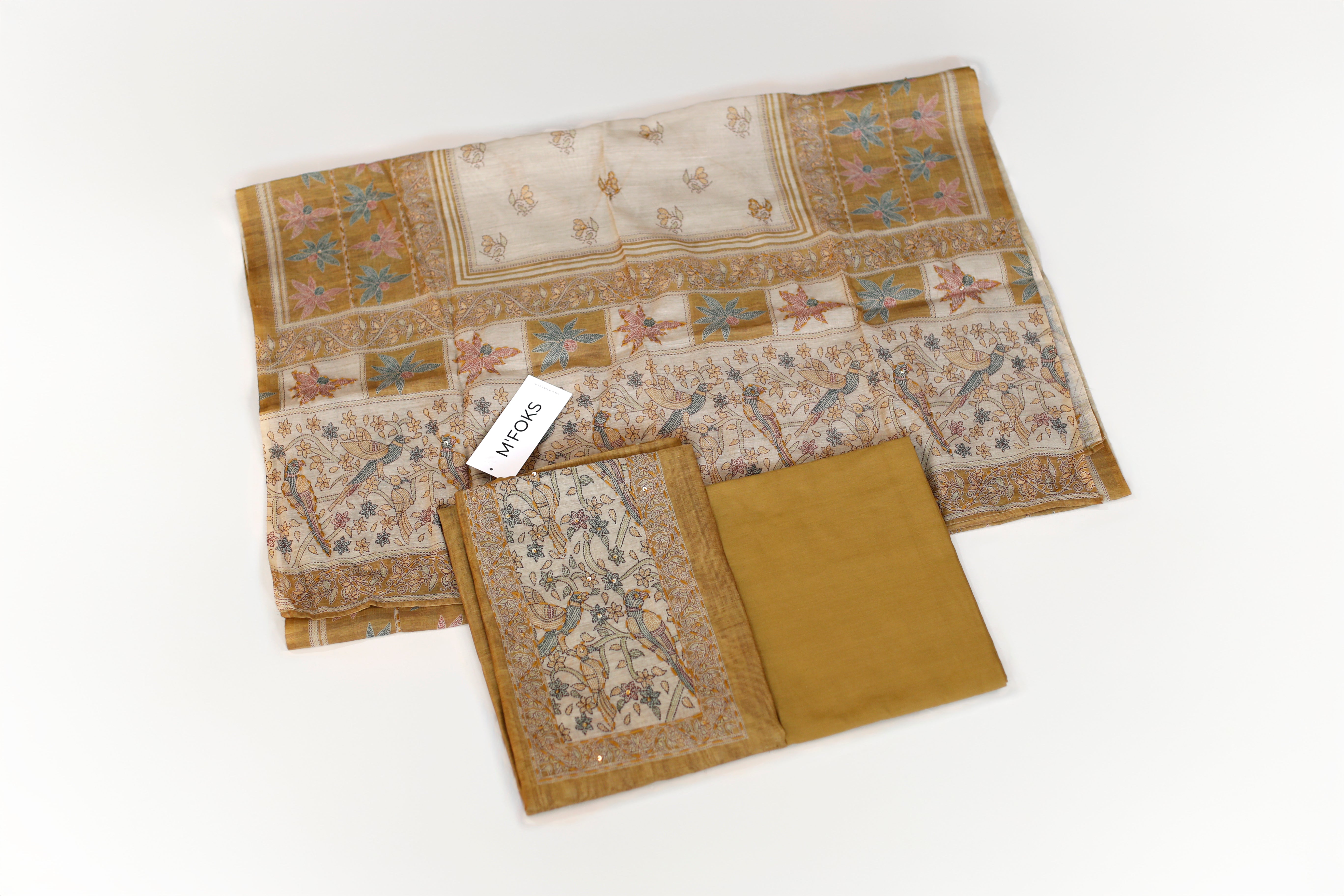 Chanderi Digital Print Unstitched Suit with Dupatta - M'Foks