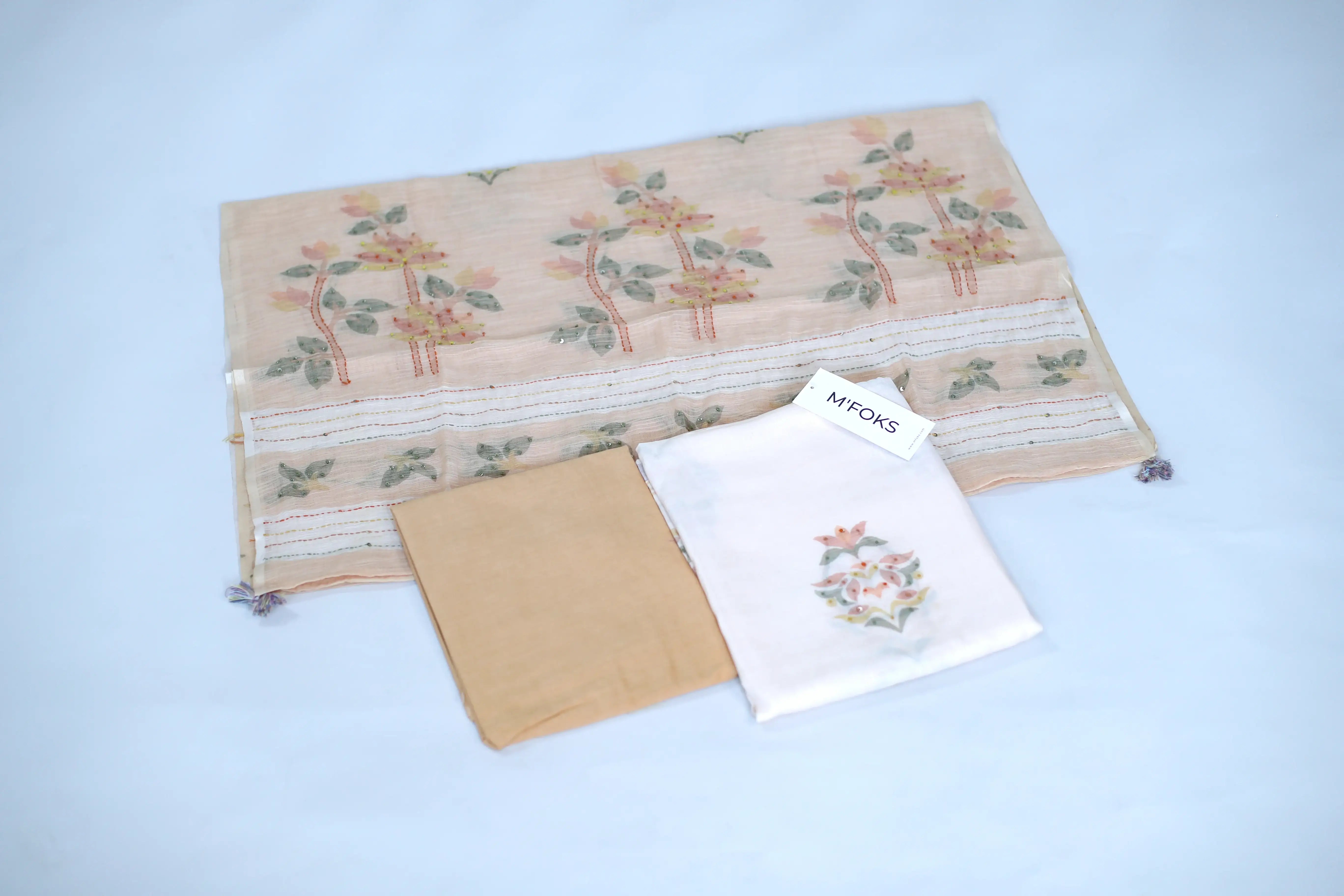 Pure Mal Cotton Doria Suit with Thread Work