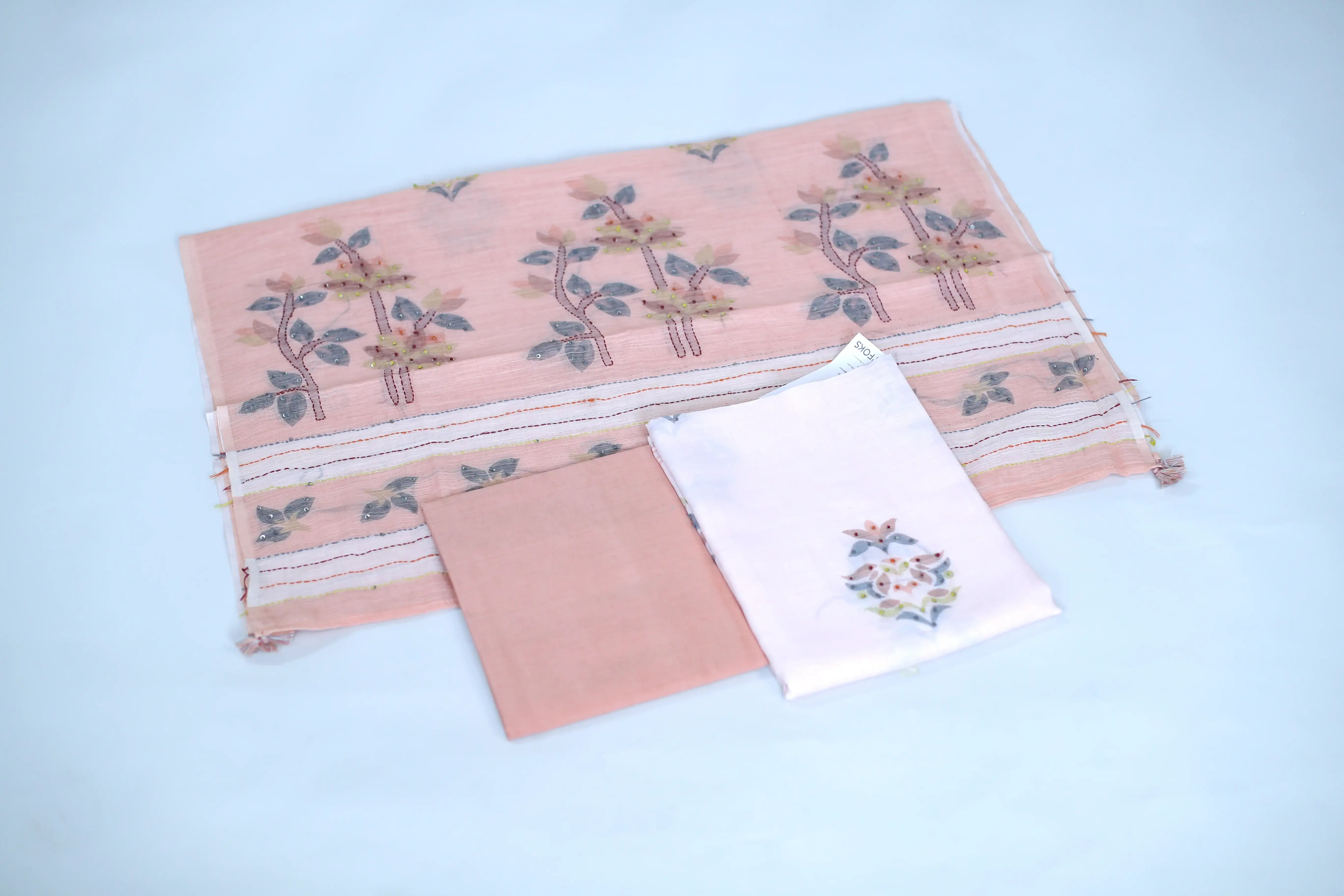 Pure Mal Cotton Doria Suit with Thread Work