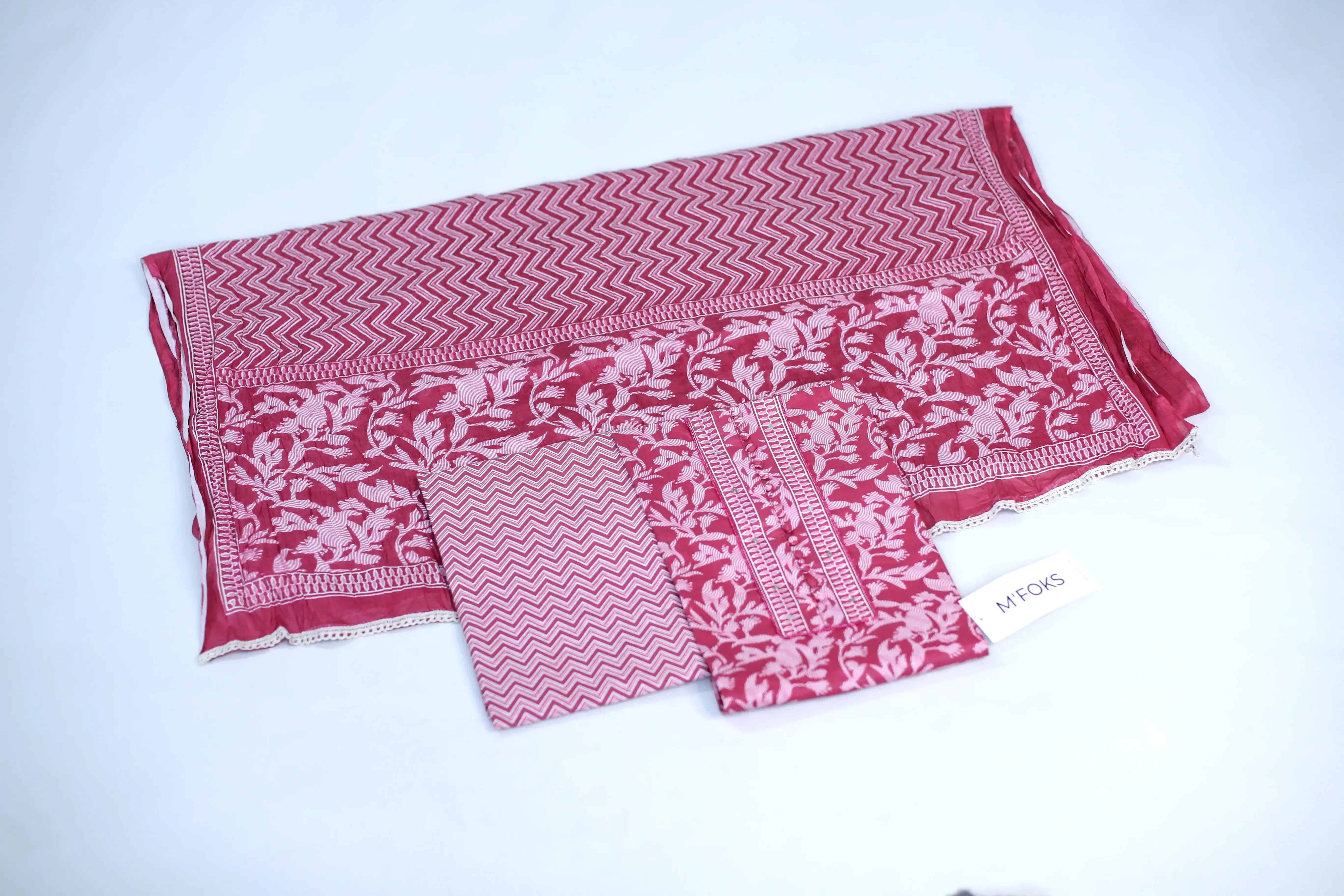 Pure Cotton Cambric Printed Unstitched Suit Set - M'Foks