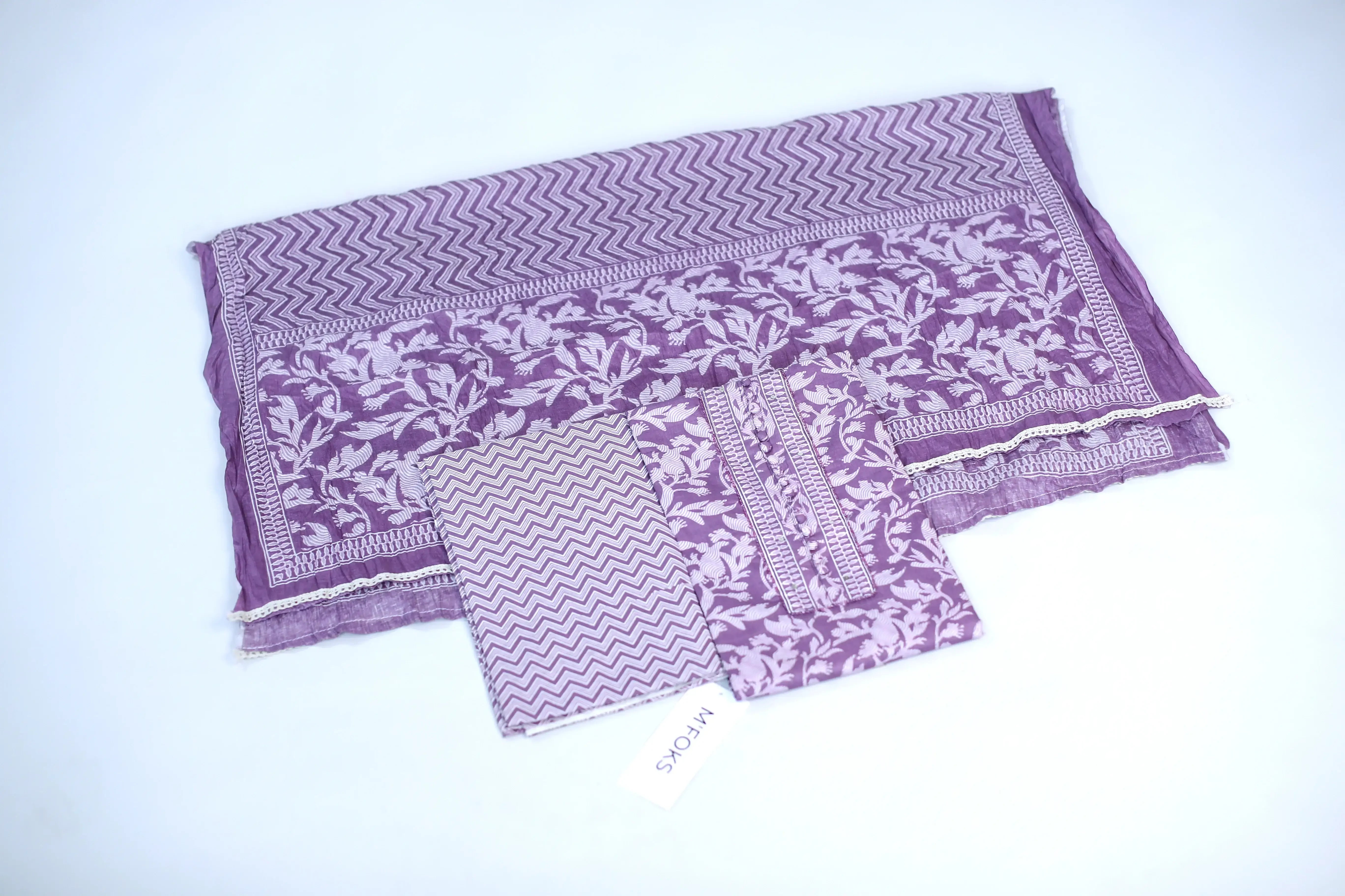Pure Cotton Cambric Printed Unstitched Suit Set - M'Foks