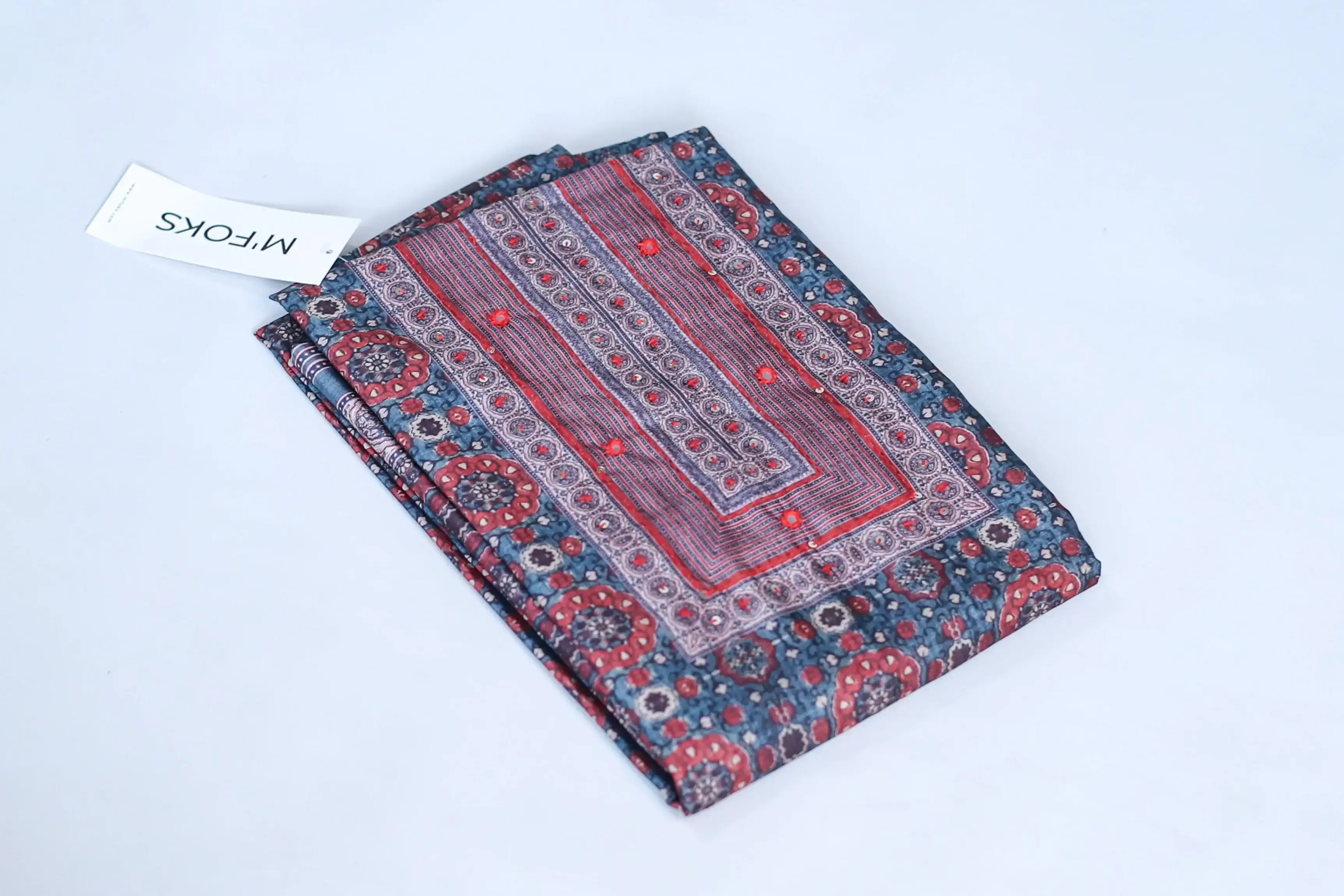 Pure Cotton Silk Ajrakh Print Unstitched Suit Set - M'Foks