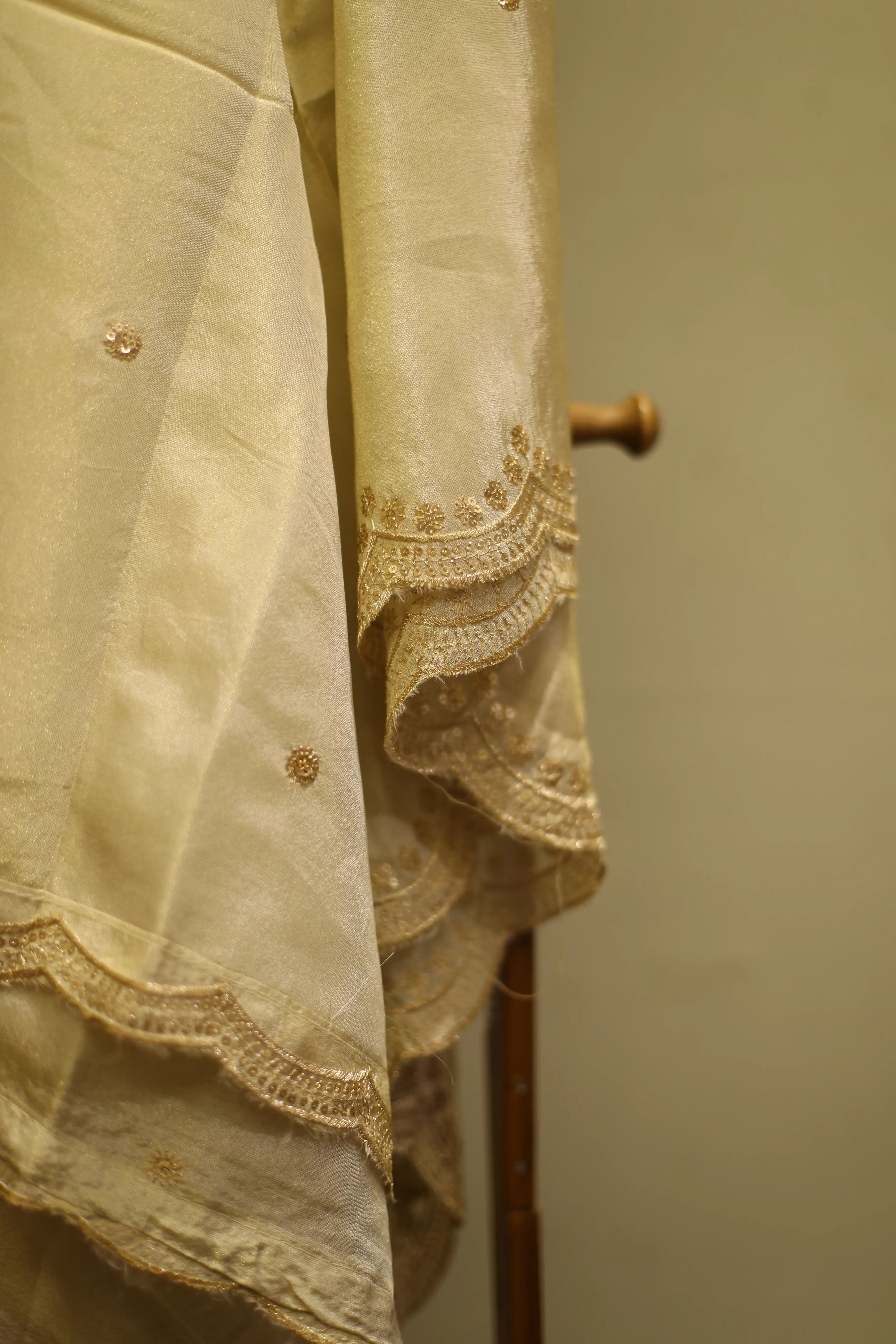 Ivory Elegance : Tissue Silk Sequin Work Dupatta/Stole - Dyeable