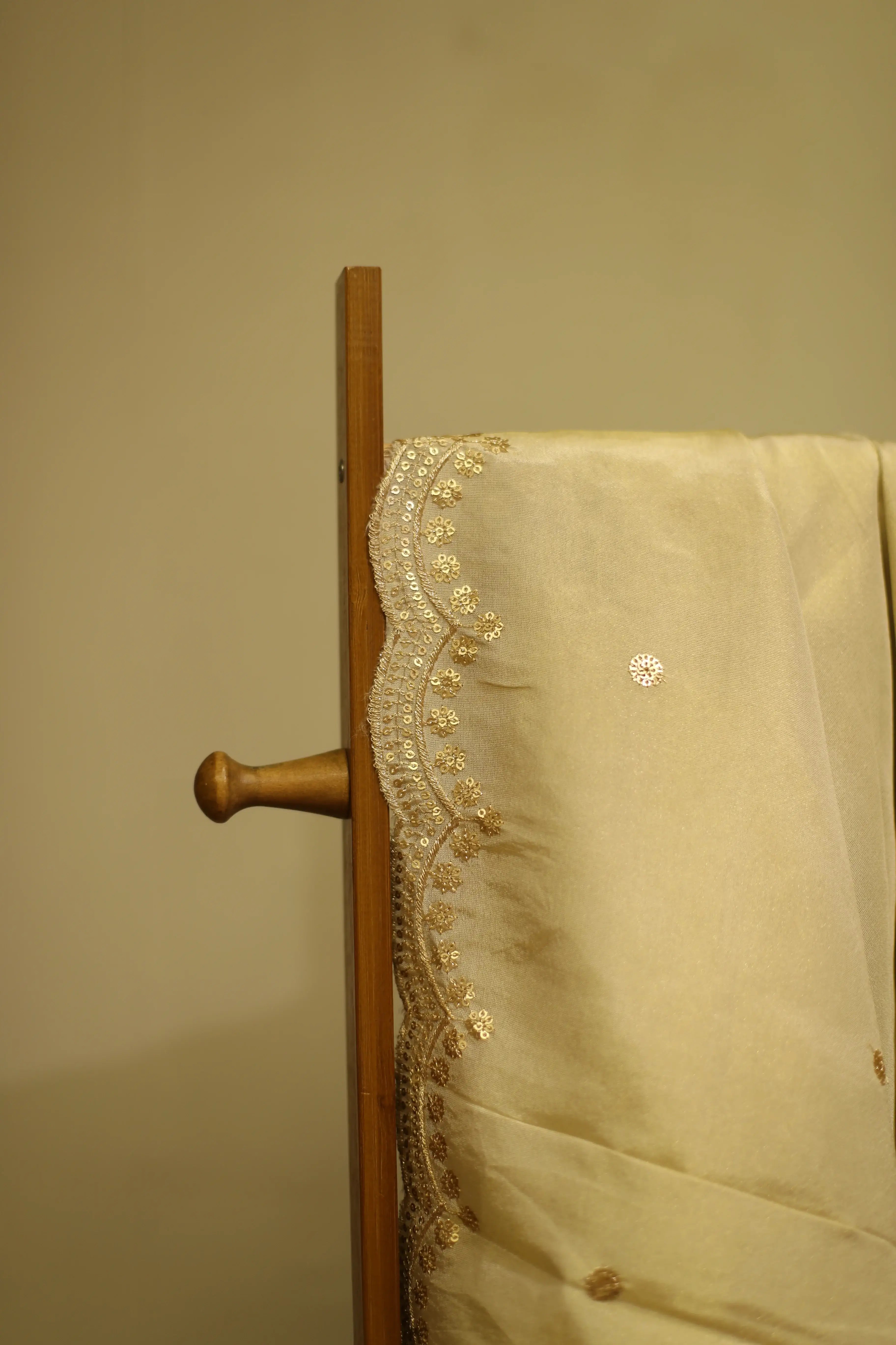 Ivory Elegance : Tissue Silk Sequin Work Dupatta/Stole - Dyeable