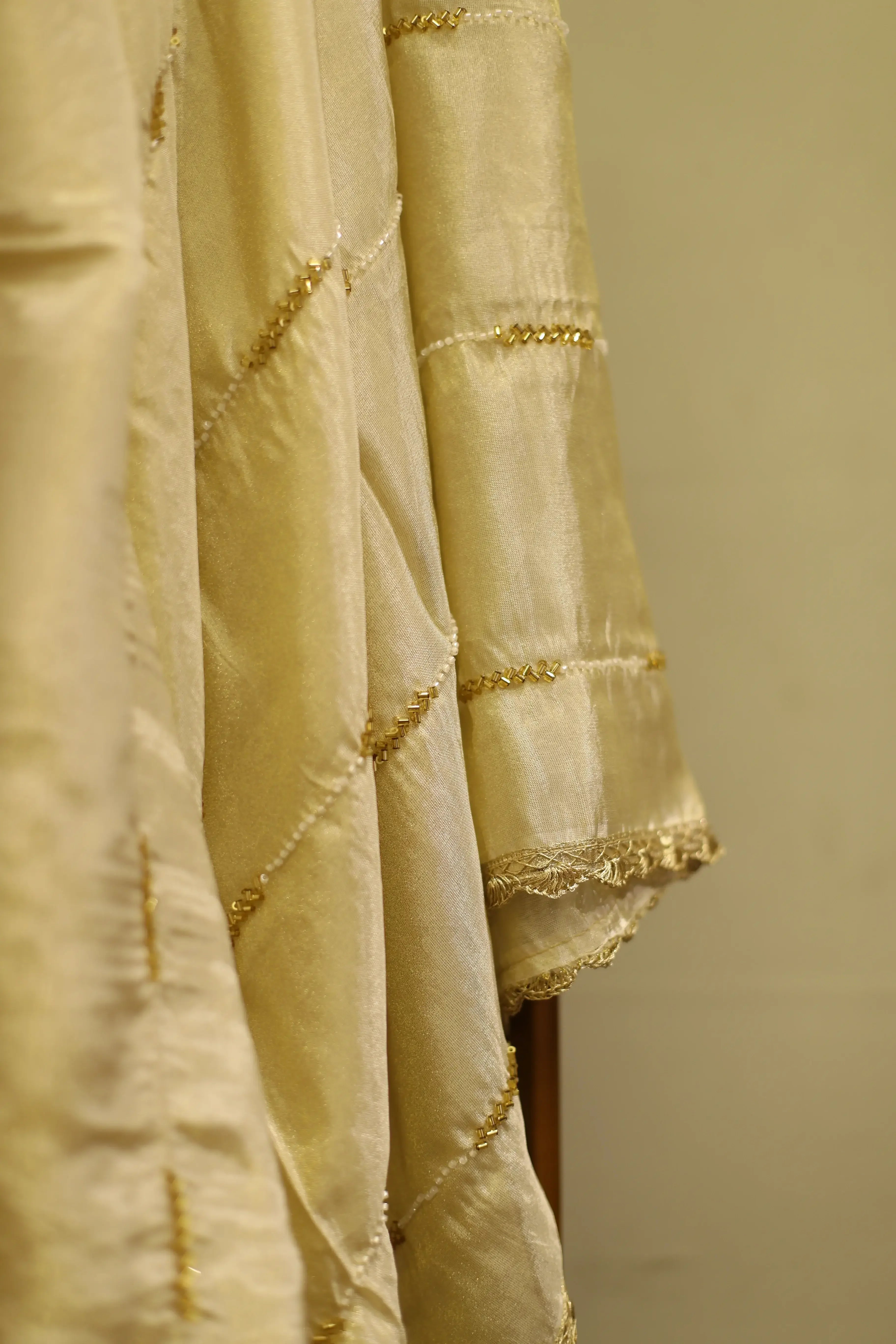 Tissue Pearl Work Dupatta - Dyeable - M'Foks