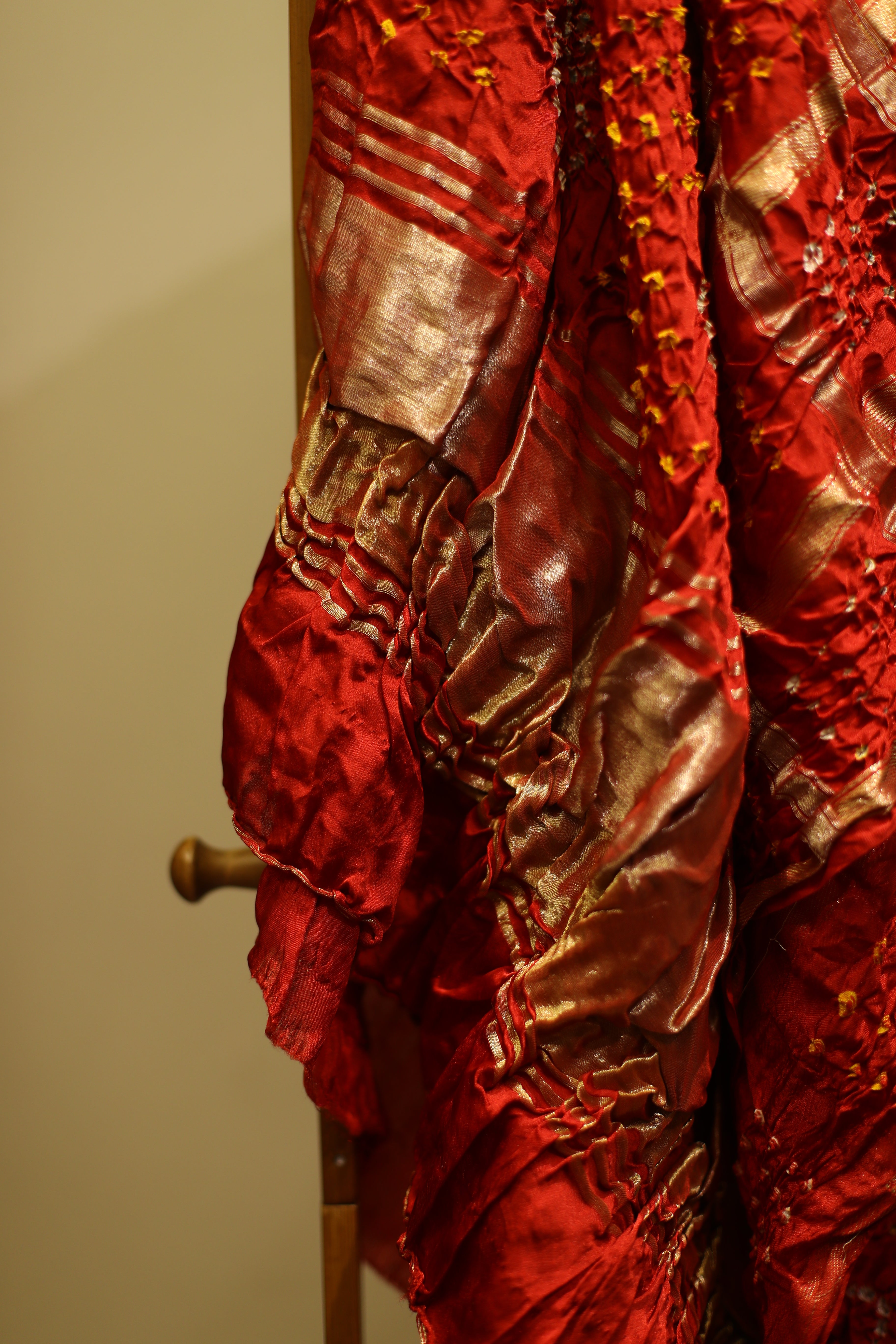 Modal Silk Red Lagdi Patta Gharchola Dupatta