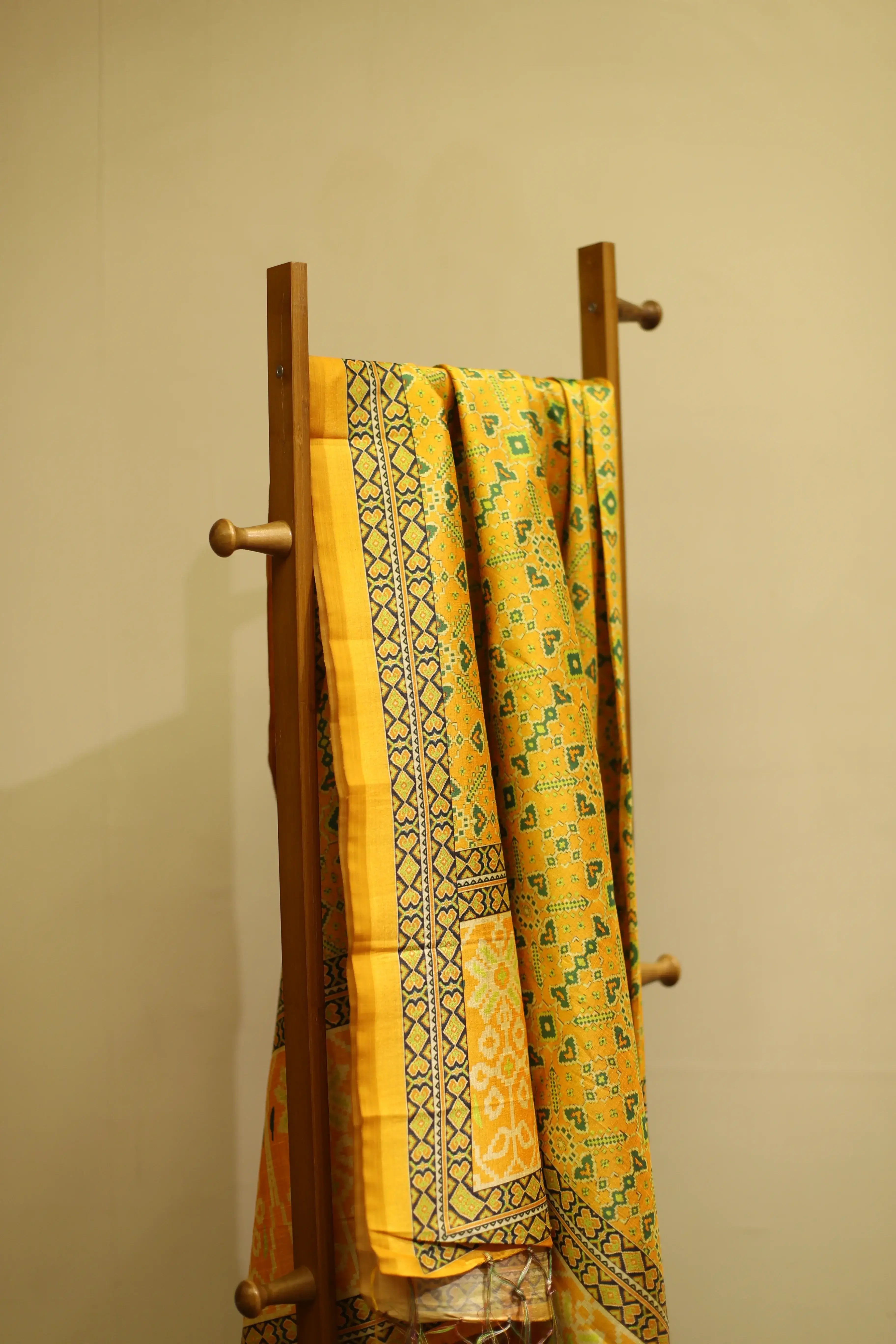 Silk Zari Digital Printed Dupatta/Stole - Yellow Patola - M'Foks