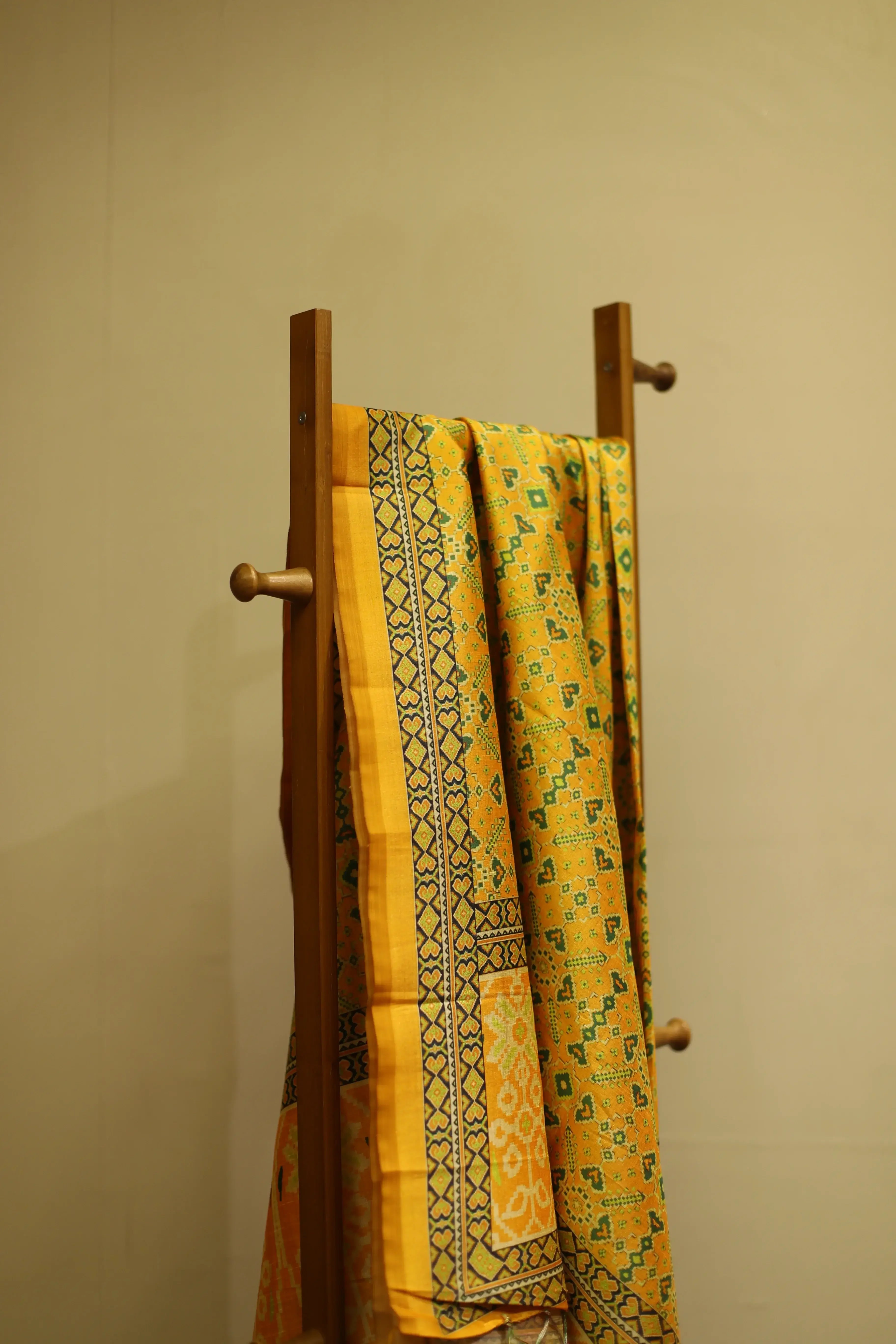 Silk Zari Digital Printed Dupatta/Stole - Yellow Patola - M'Foks