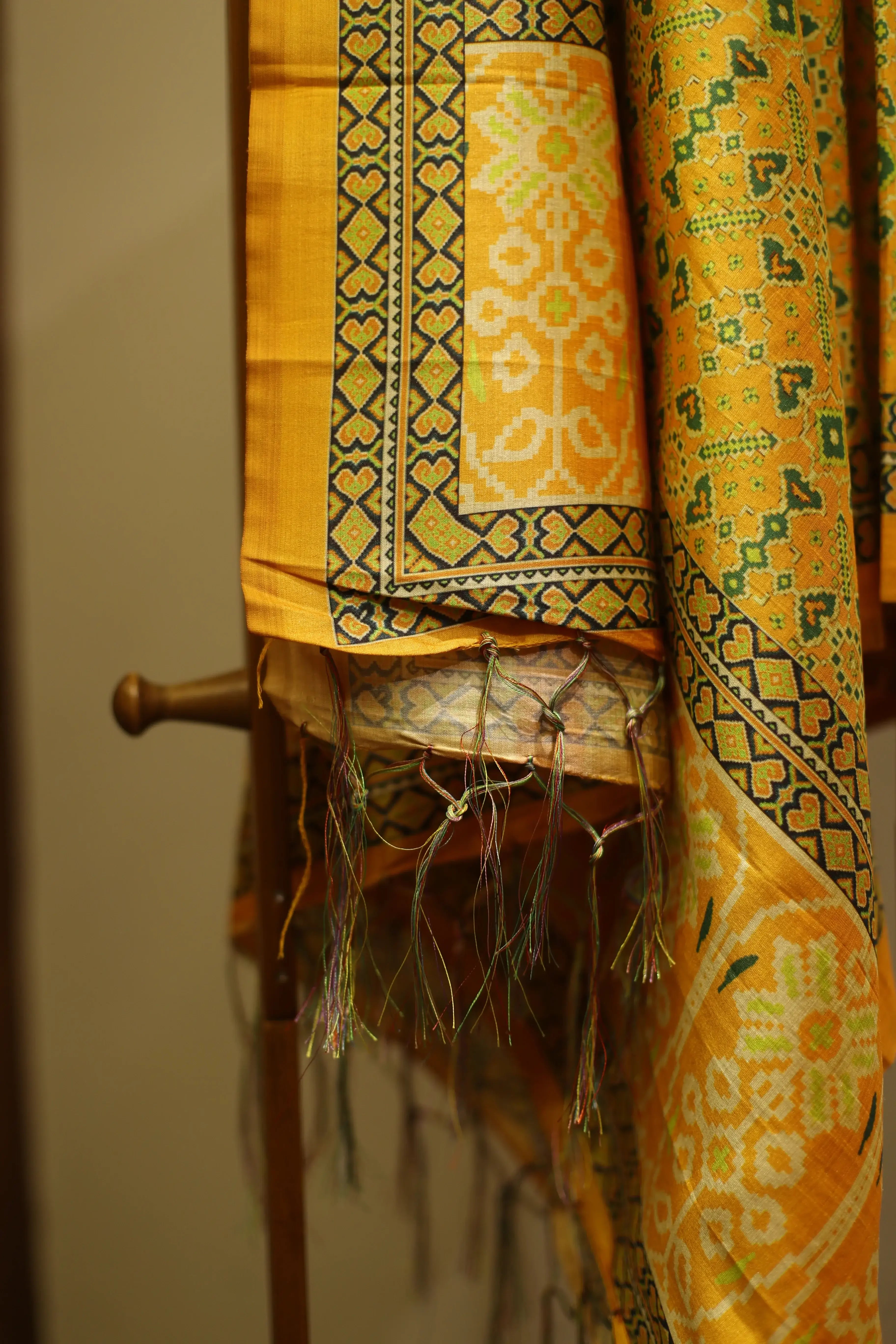 Silk Zari Digital Printed Dupatta/Stole - Yellow Patola - M'Foks