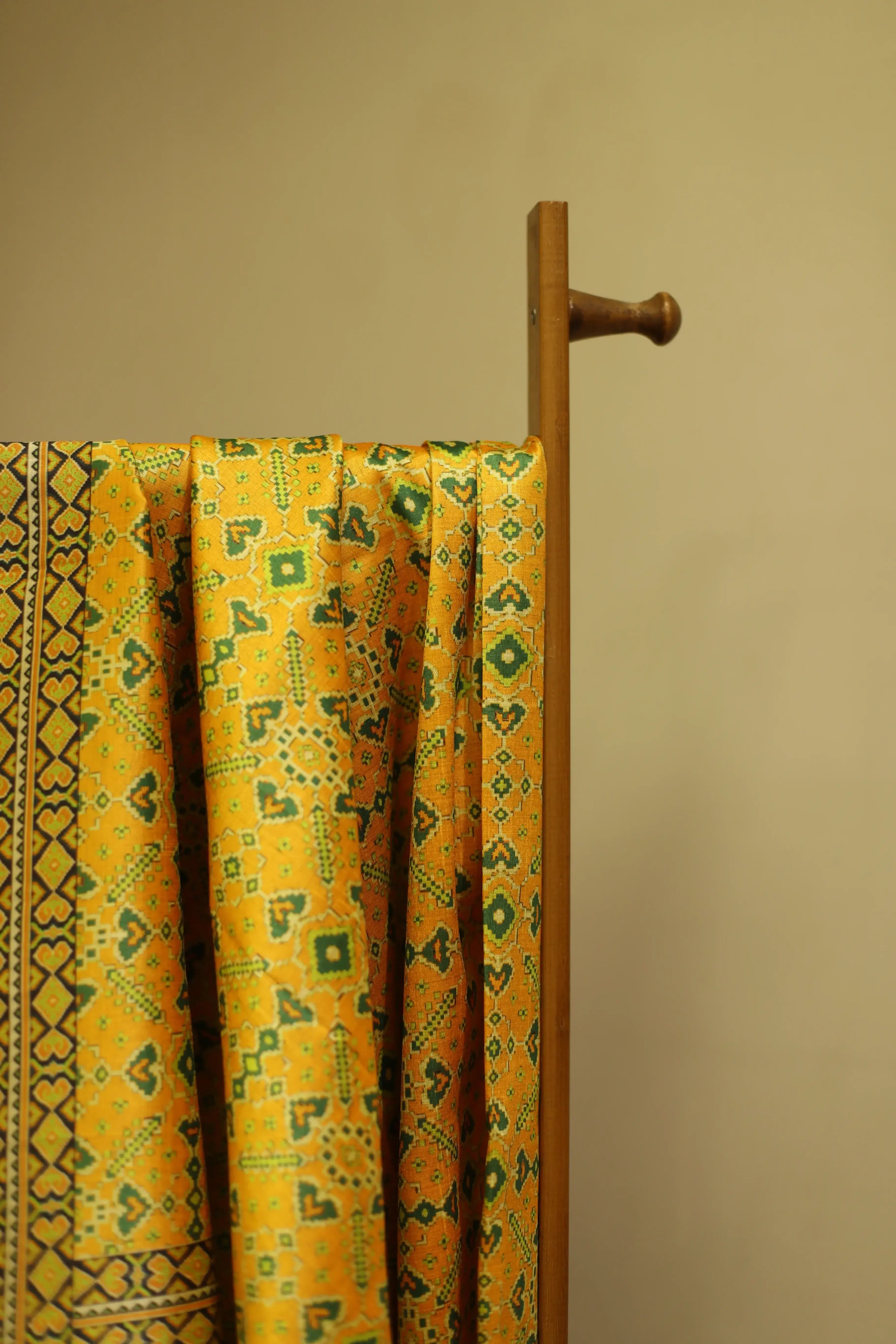 Silk Zari Digital Printed Dupatta/Stole - Yellow Patola - M'Foks