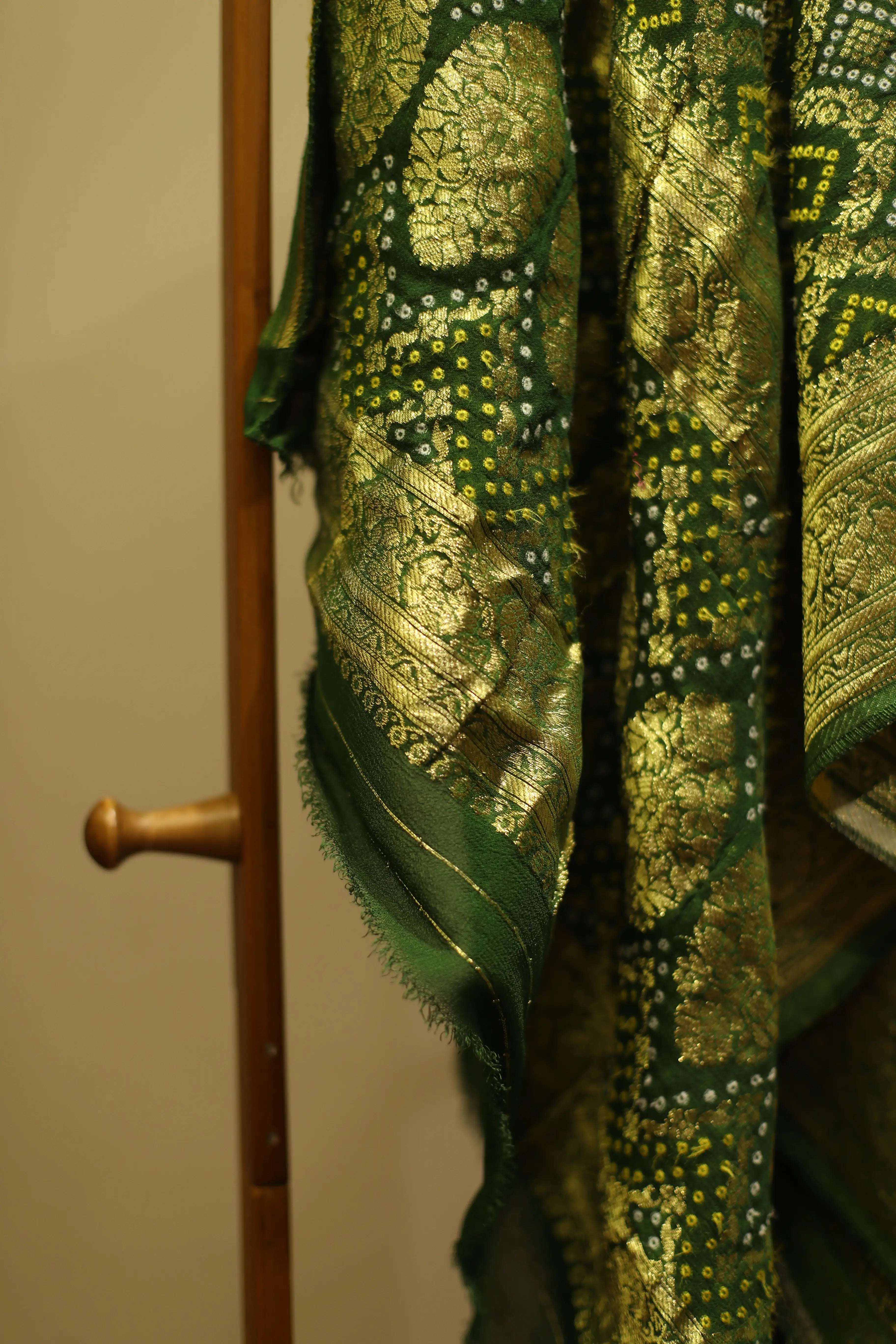 Gharchola Zari Woven Pure Georgette Dupatta - Green