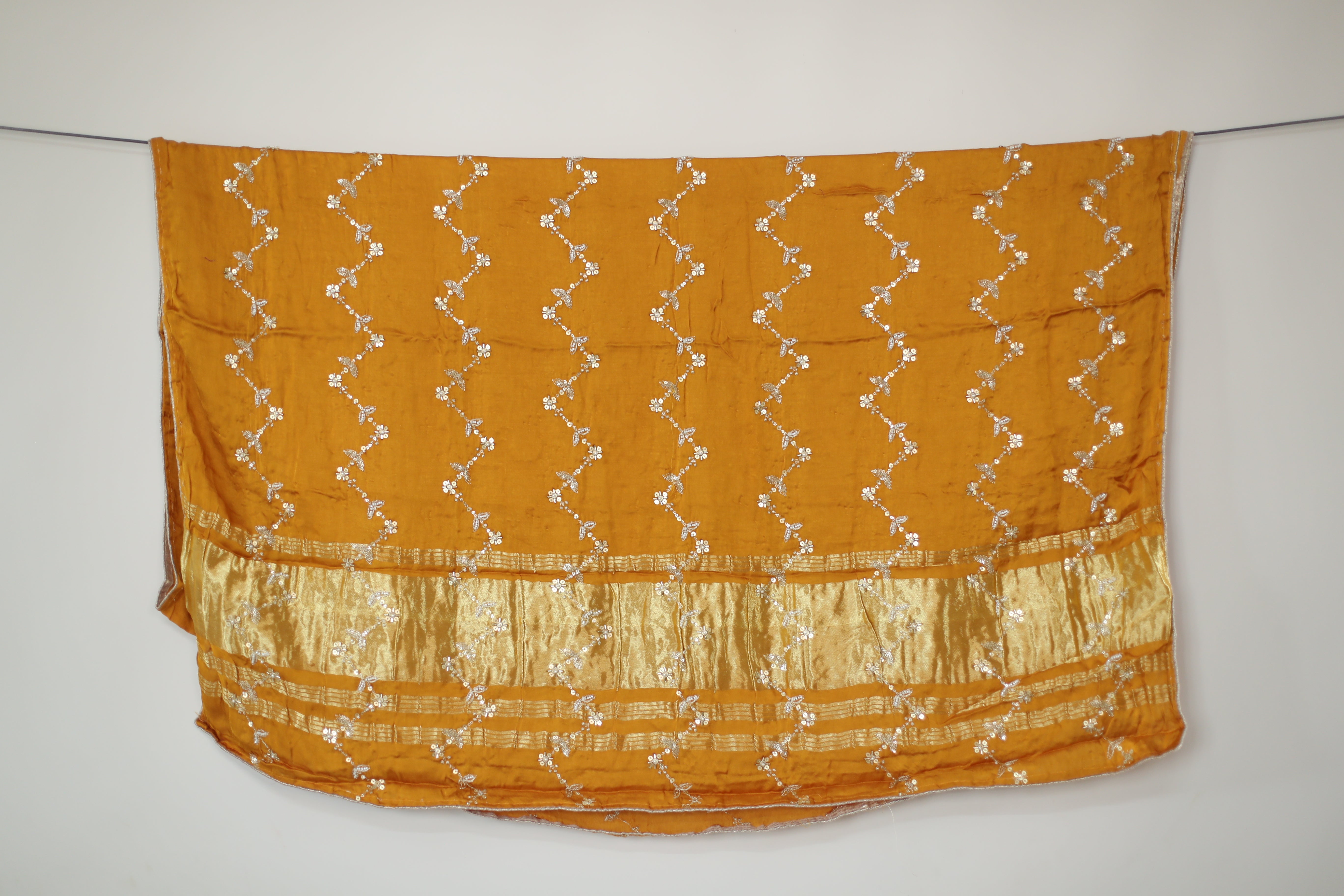 Gaji Vintage Pearl & Cutdana Work Dupatta - Yellow