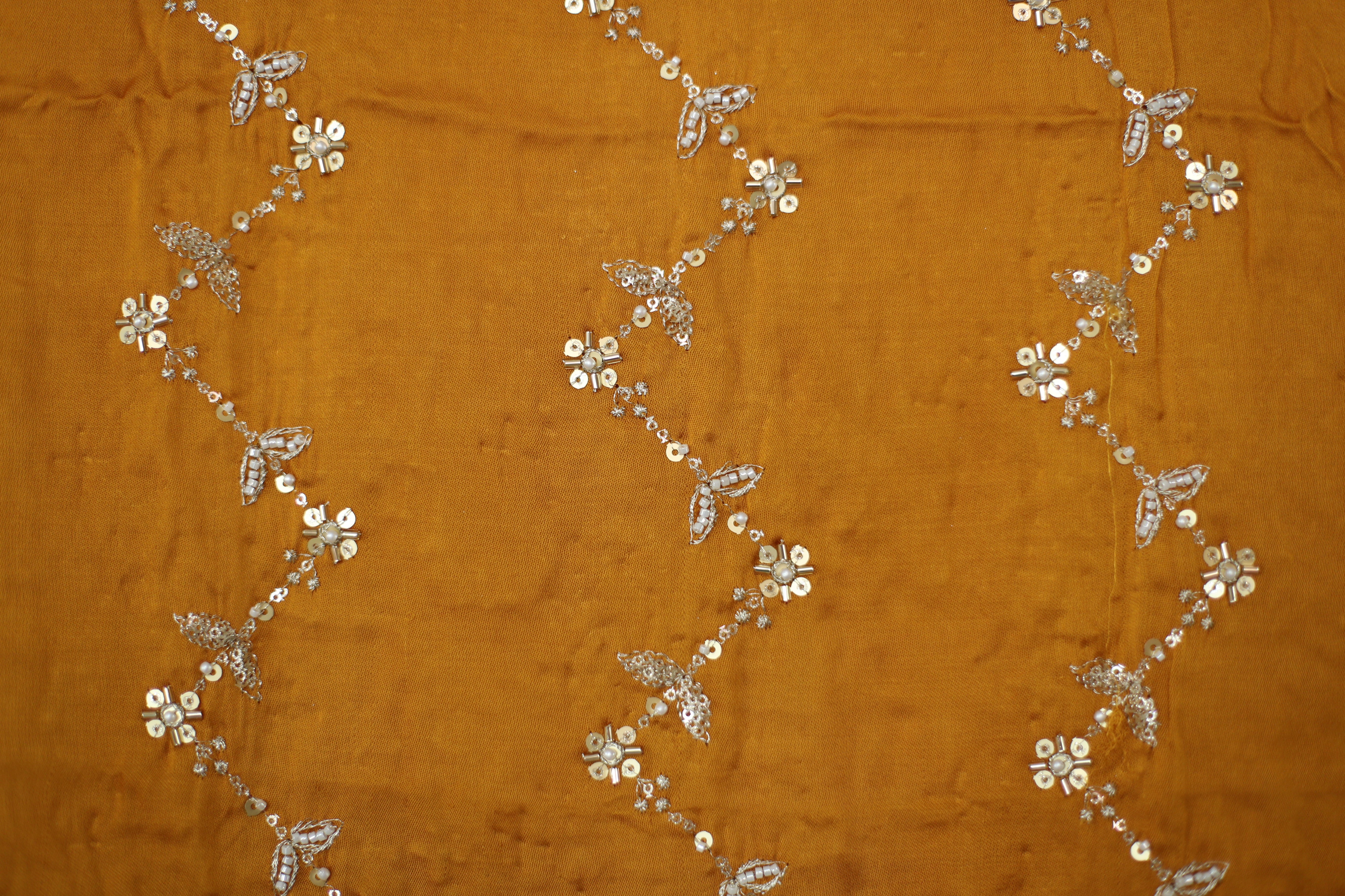 Gaji Vintage Pearl & Cutdana Work Dupatta - Yellow