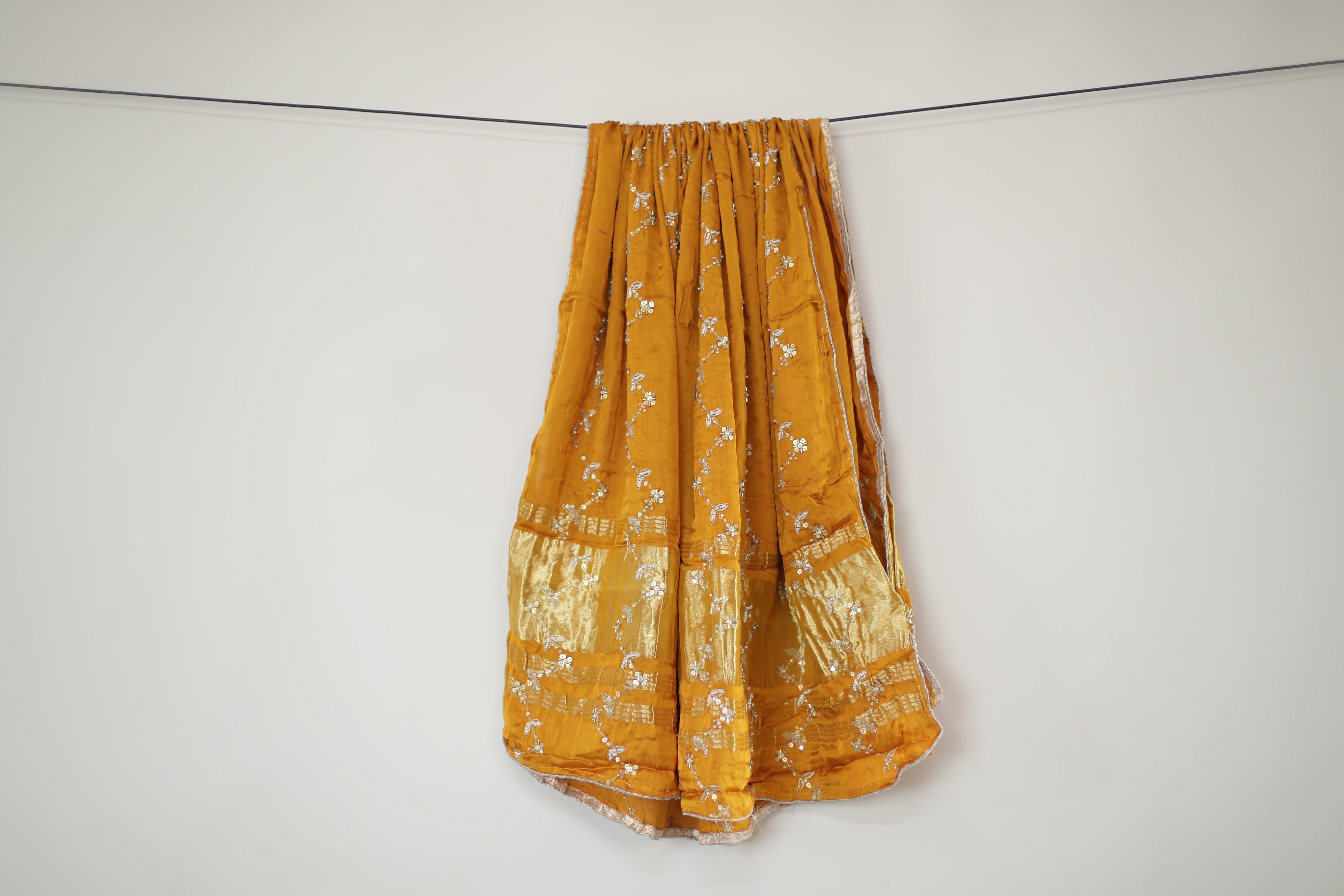 Gaji Vintage Pearl & Cutdana Work Dupatta - Yellow