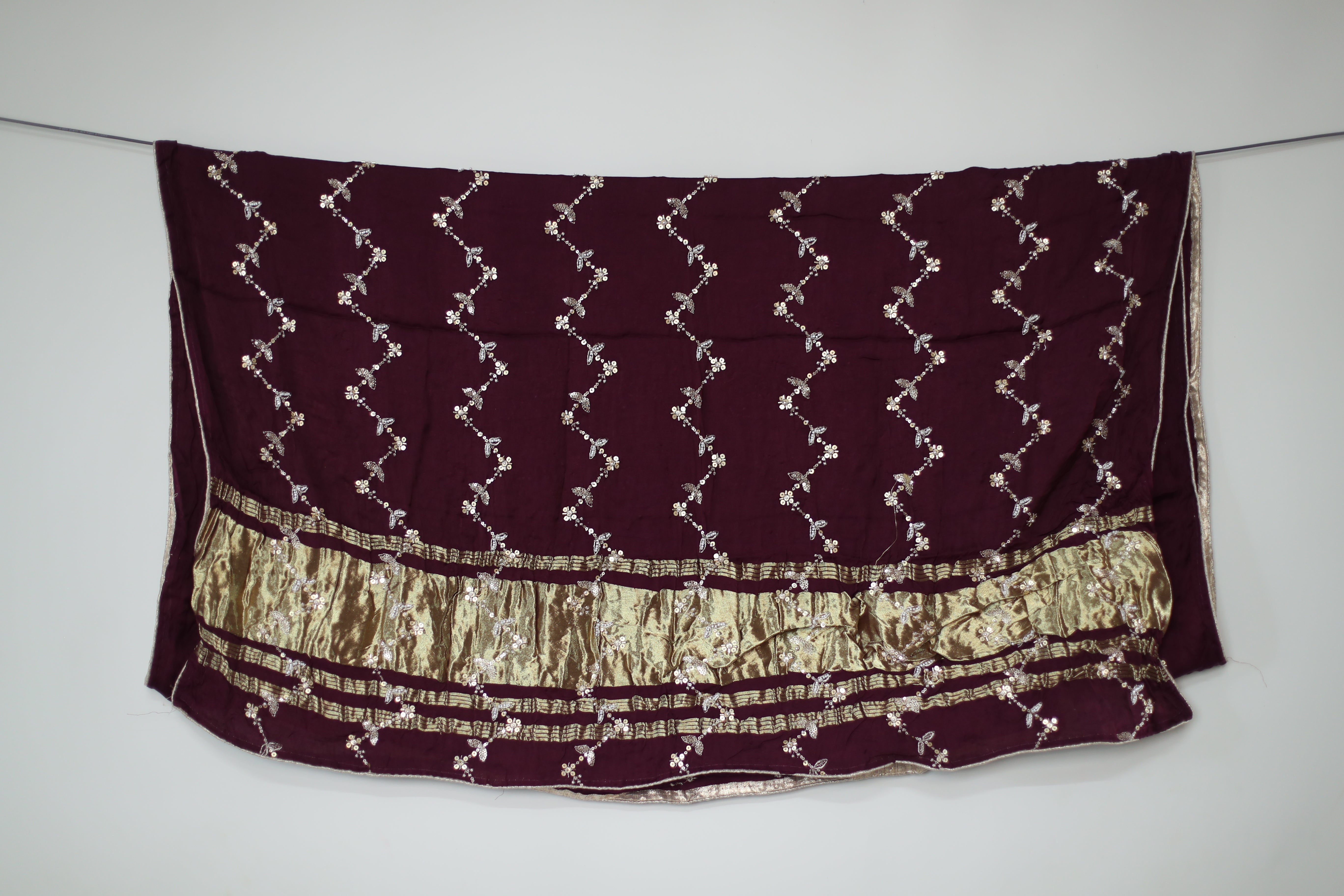 Gaji Vintage Pearl & Cutdana Work Dupatta - Wine