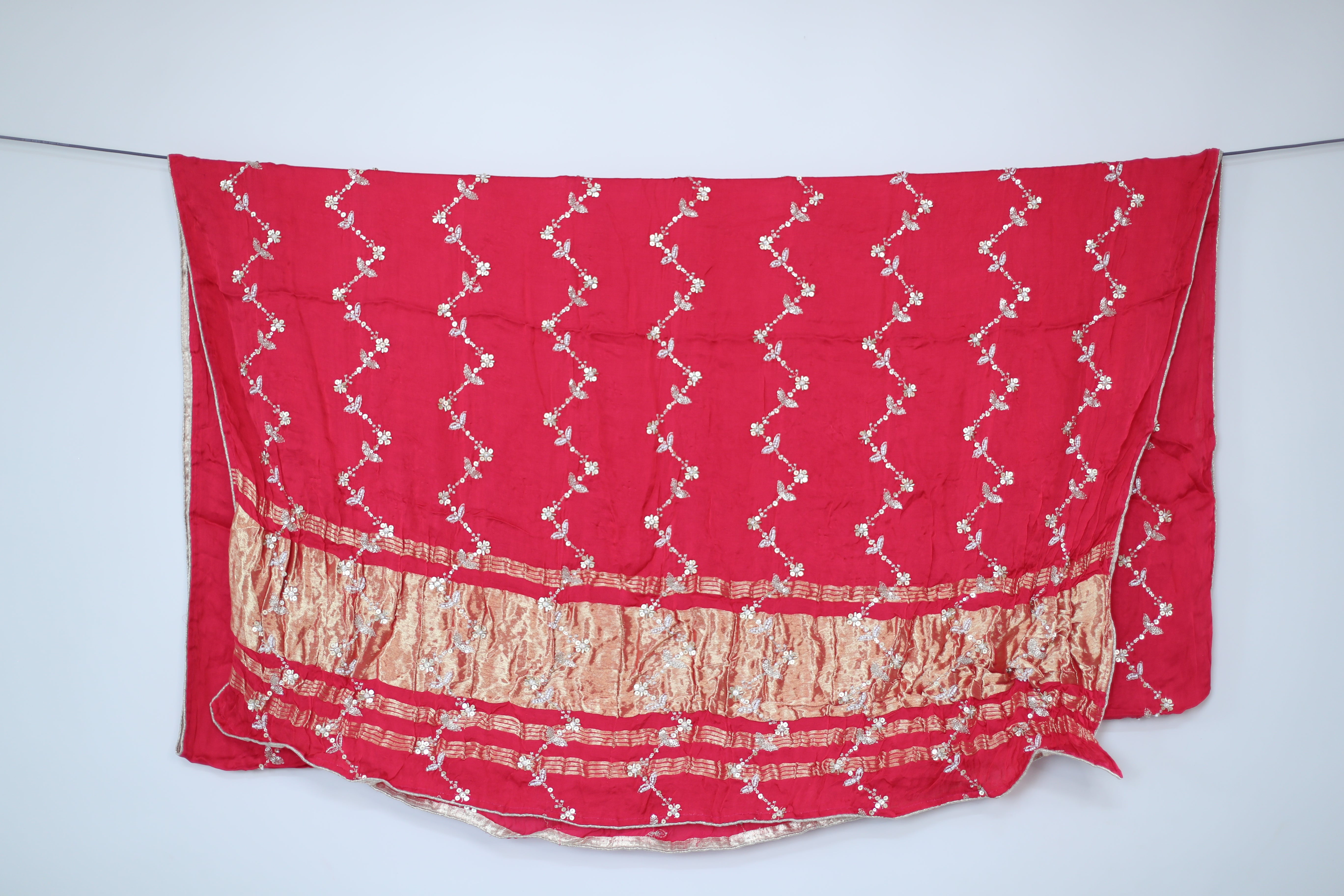 Gaji Vintage Pearl & Cutdana Work Dupatta - Rani
