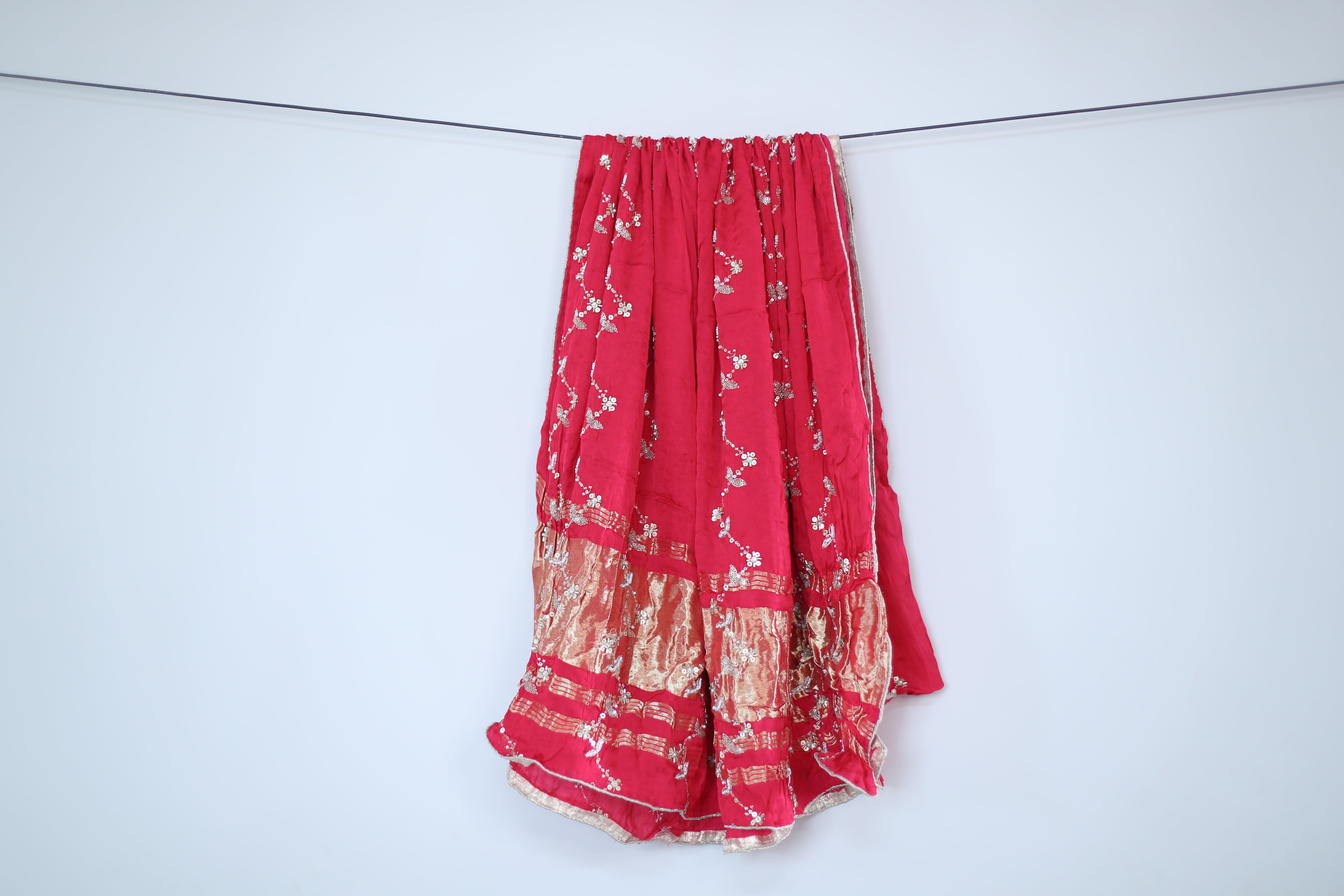Gaji Vintage Pearl & Cutdana Work Dupatta - Rani