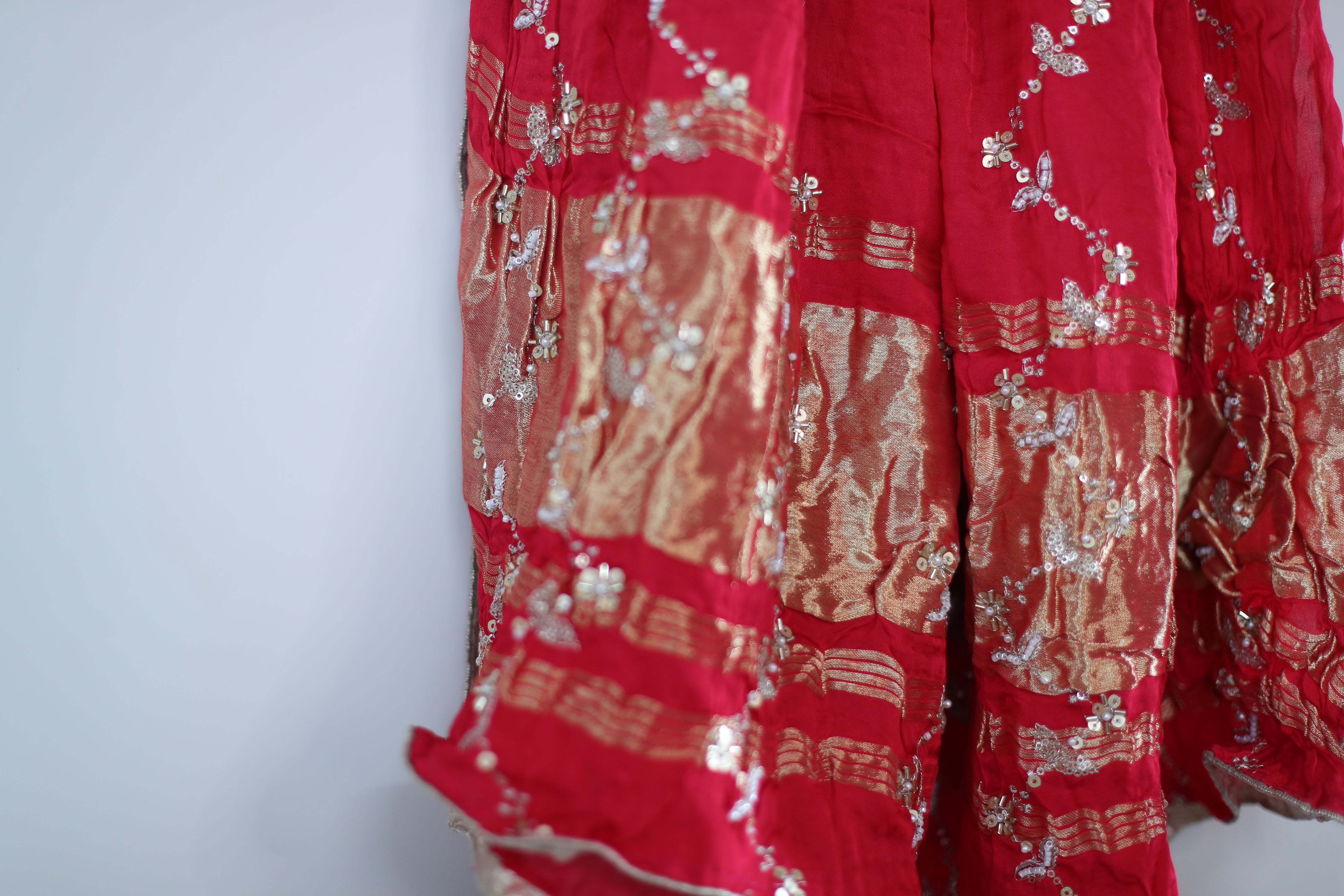 Gaji Vintage Pearl & Cutdana Work Dupatta - Rani