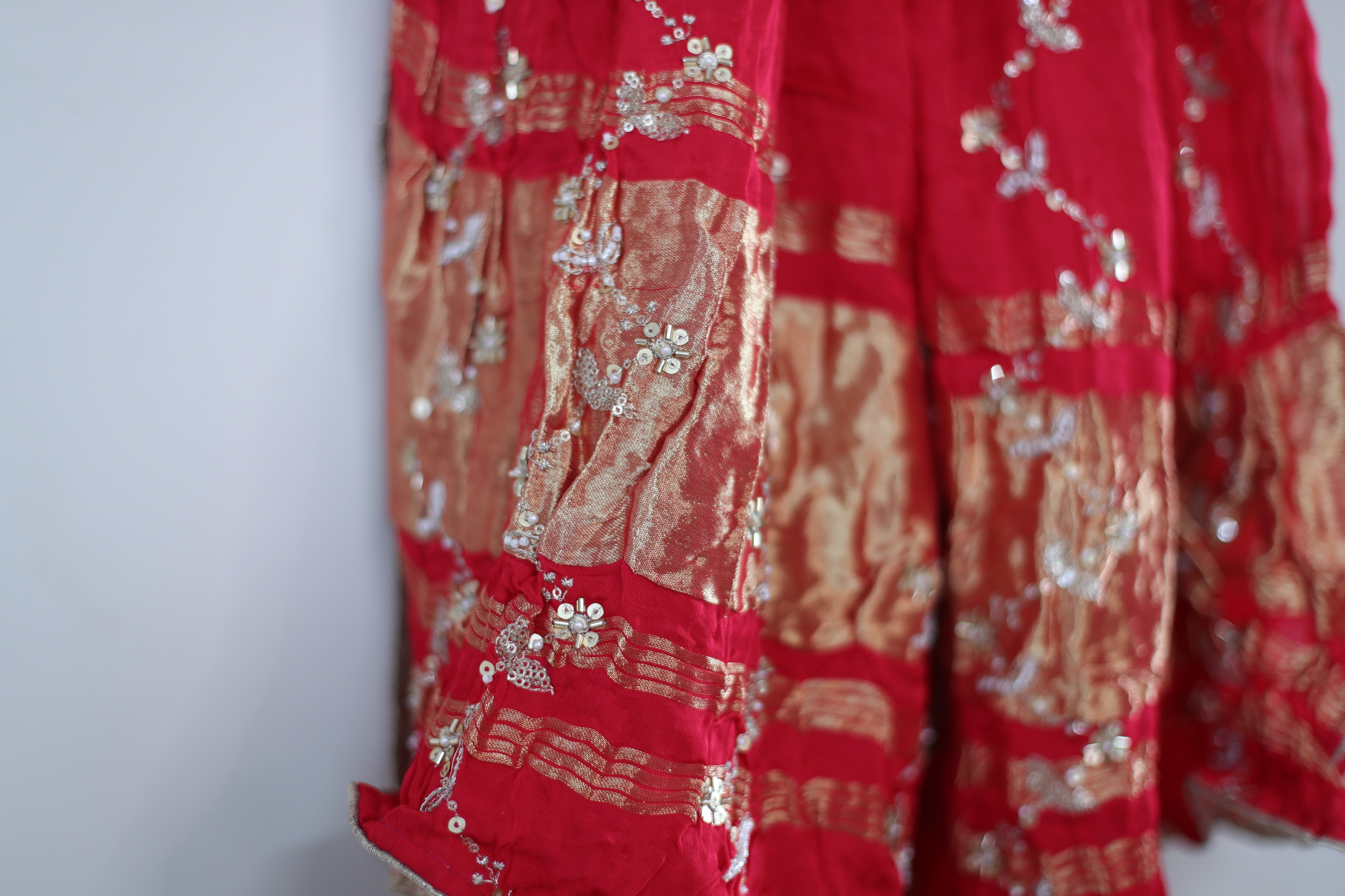 Gaji Vintage Pearl & Cutdana Work Dupatta - Rani