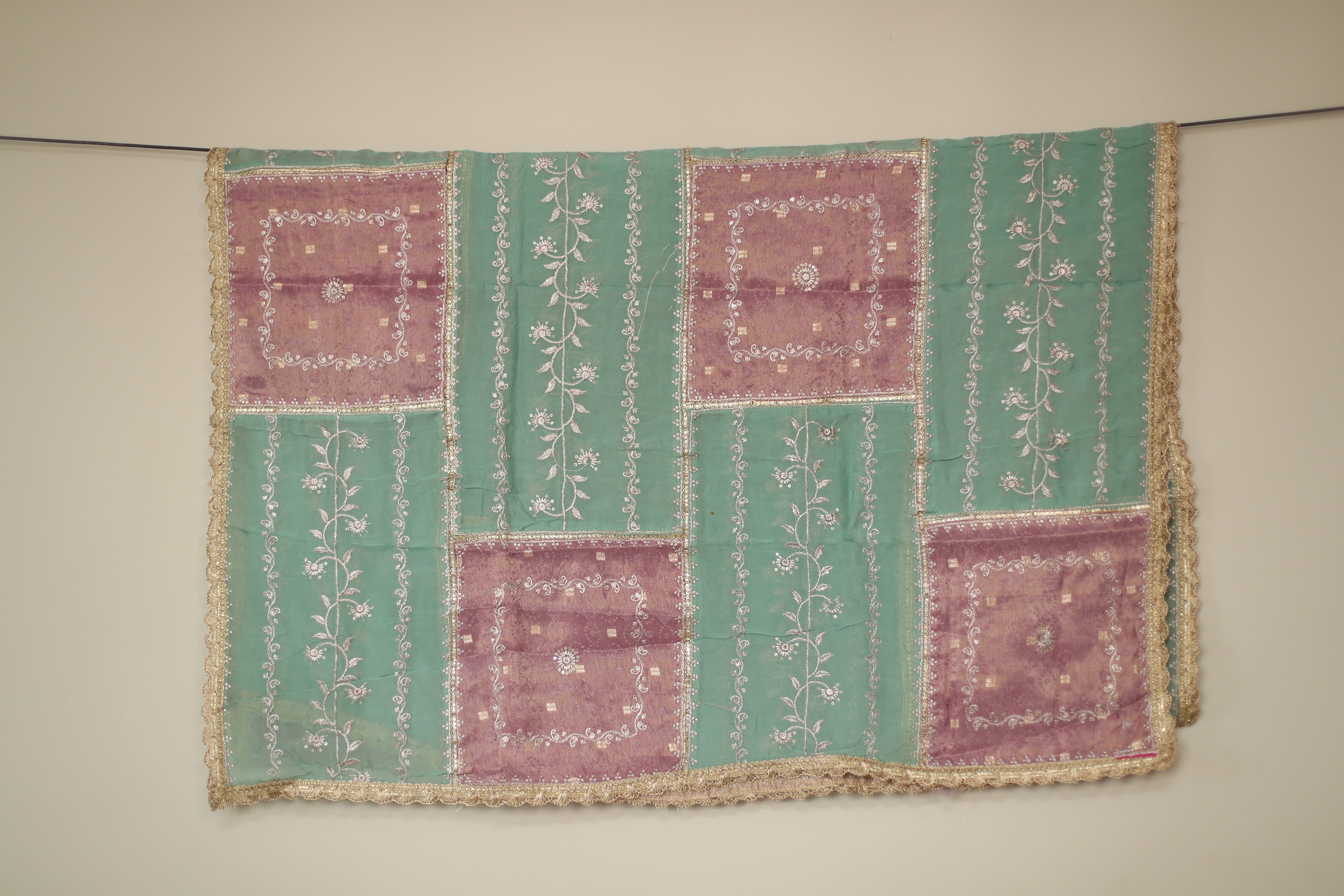 Pure Tissue Multi-Shade Vintage Zari Work Dupatta