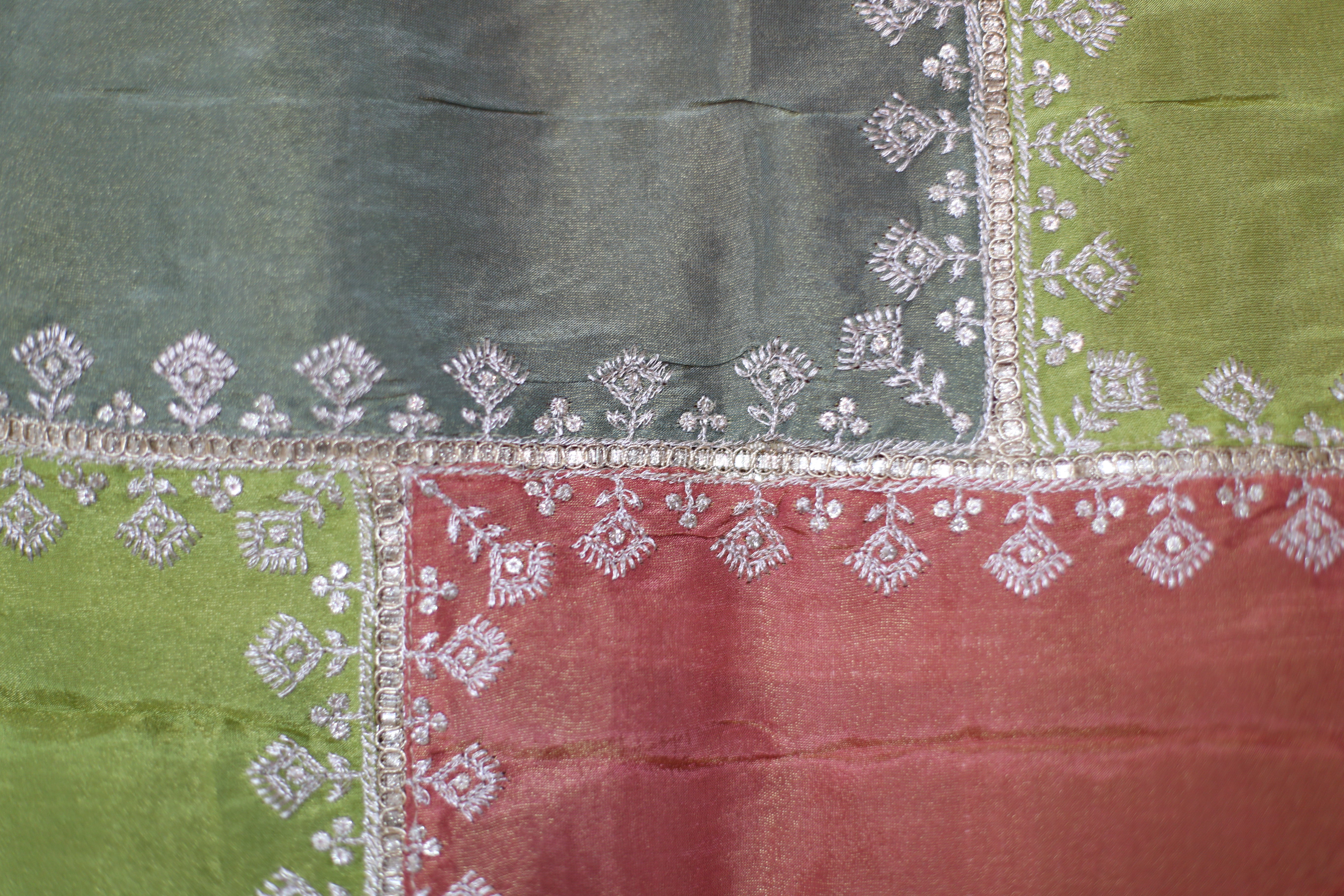 Pure Tissue Multi-Shade Vintage Zari Work Dupatta