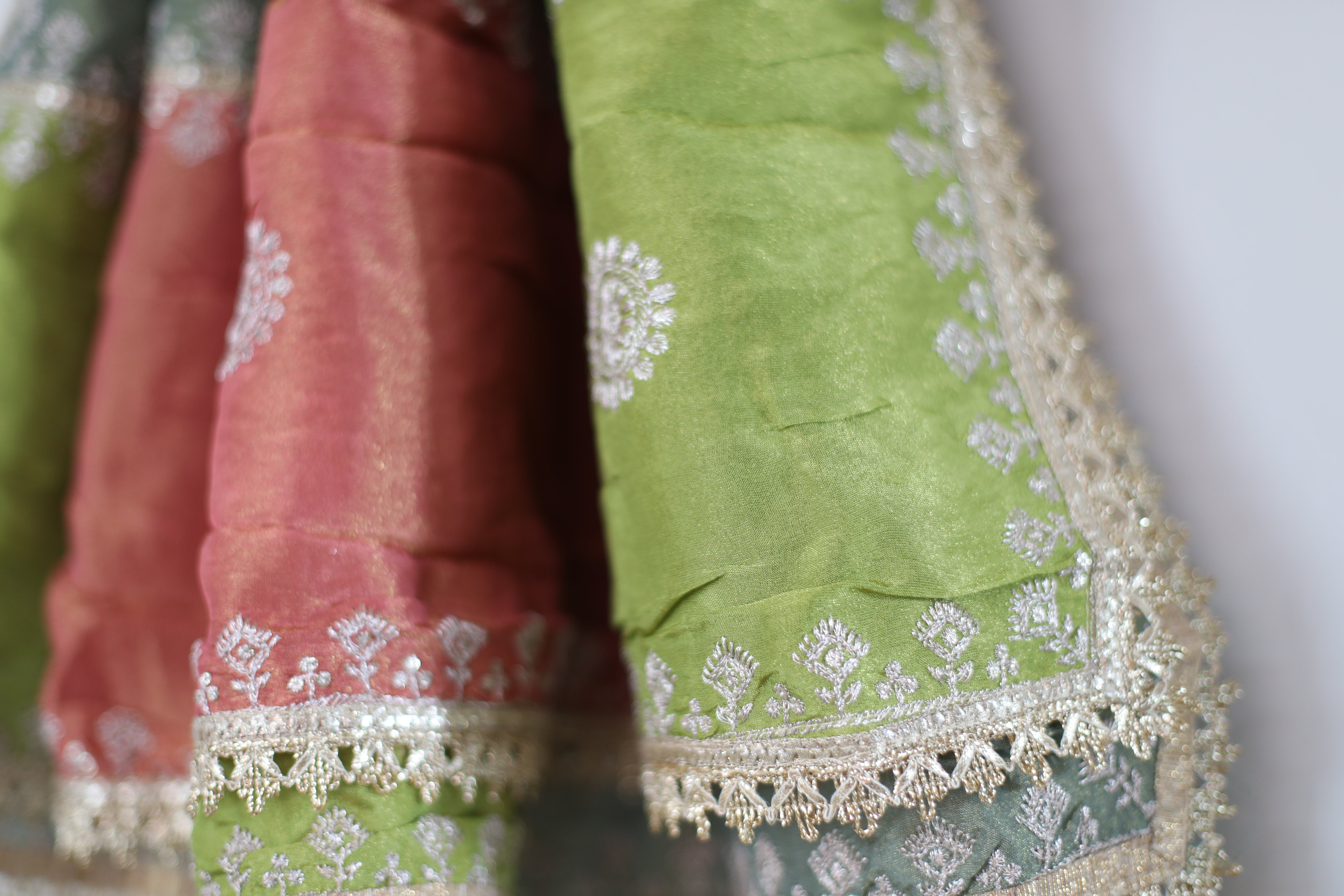Pure Tissue Multi-Shade Vintage Zari Work Dupatta