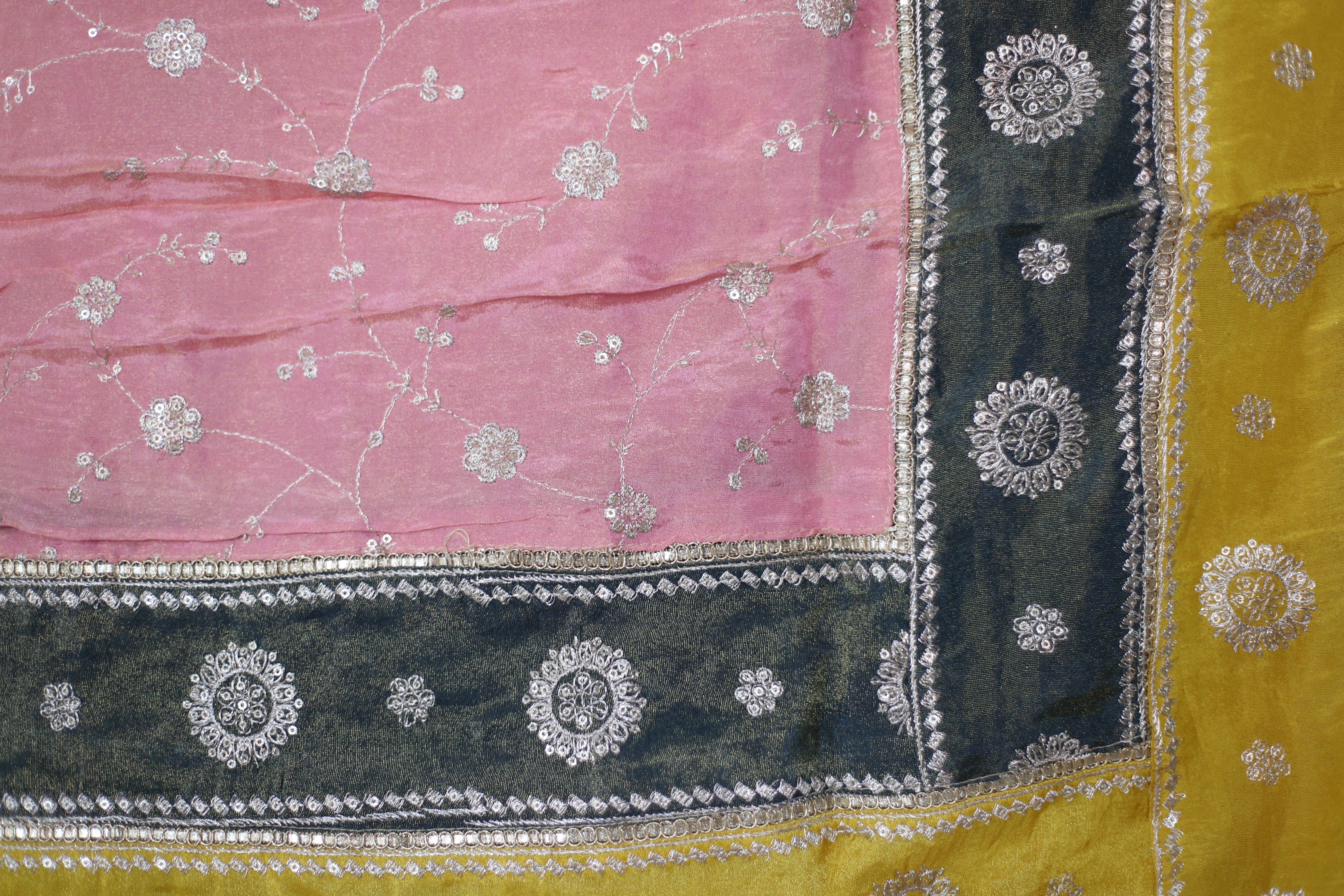 Pure Tissue Multi-Shade Vintage Zari Work Dupatta