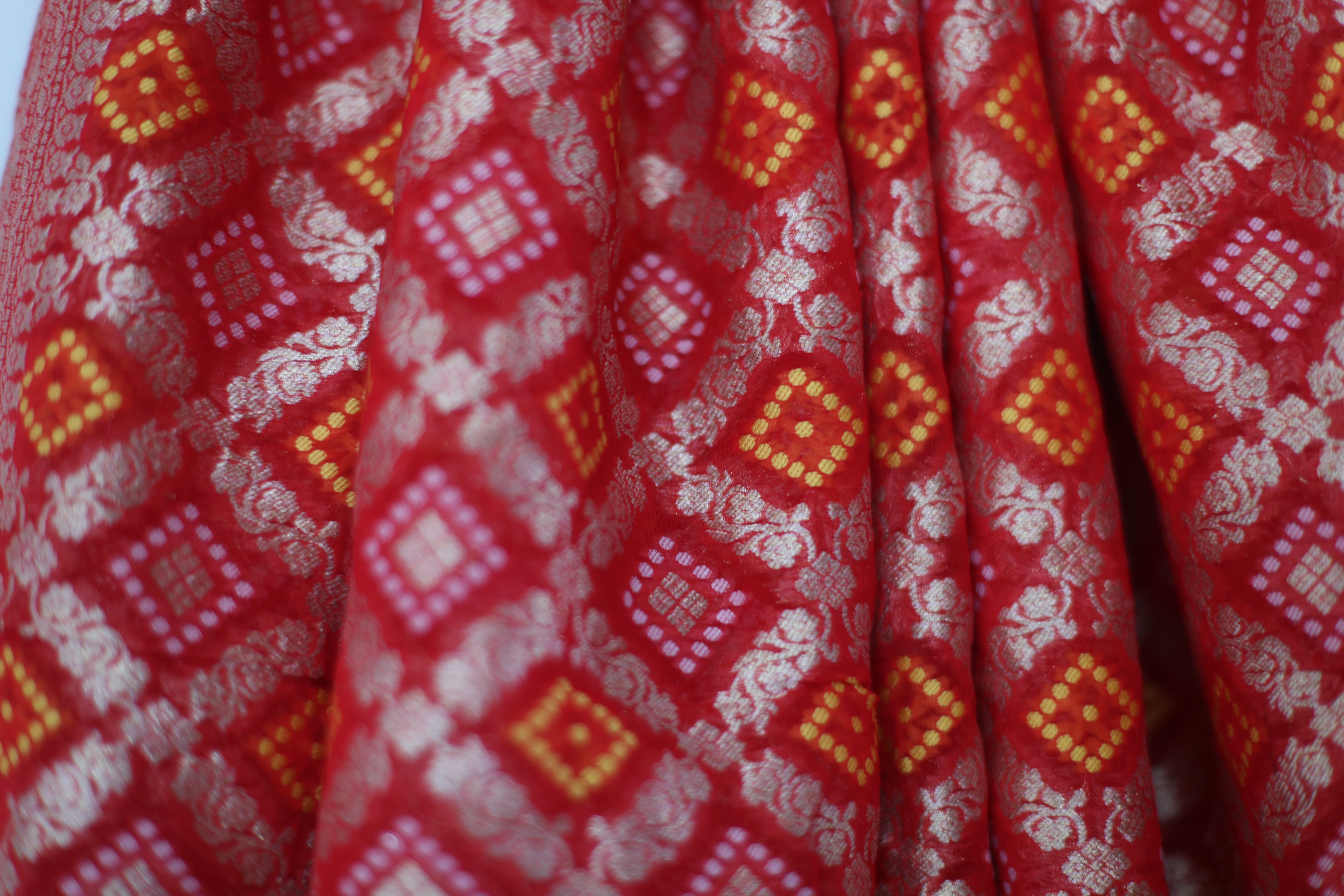 Pure Georgette Gharchola Dupatta - Cherry Rani