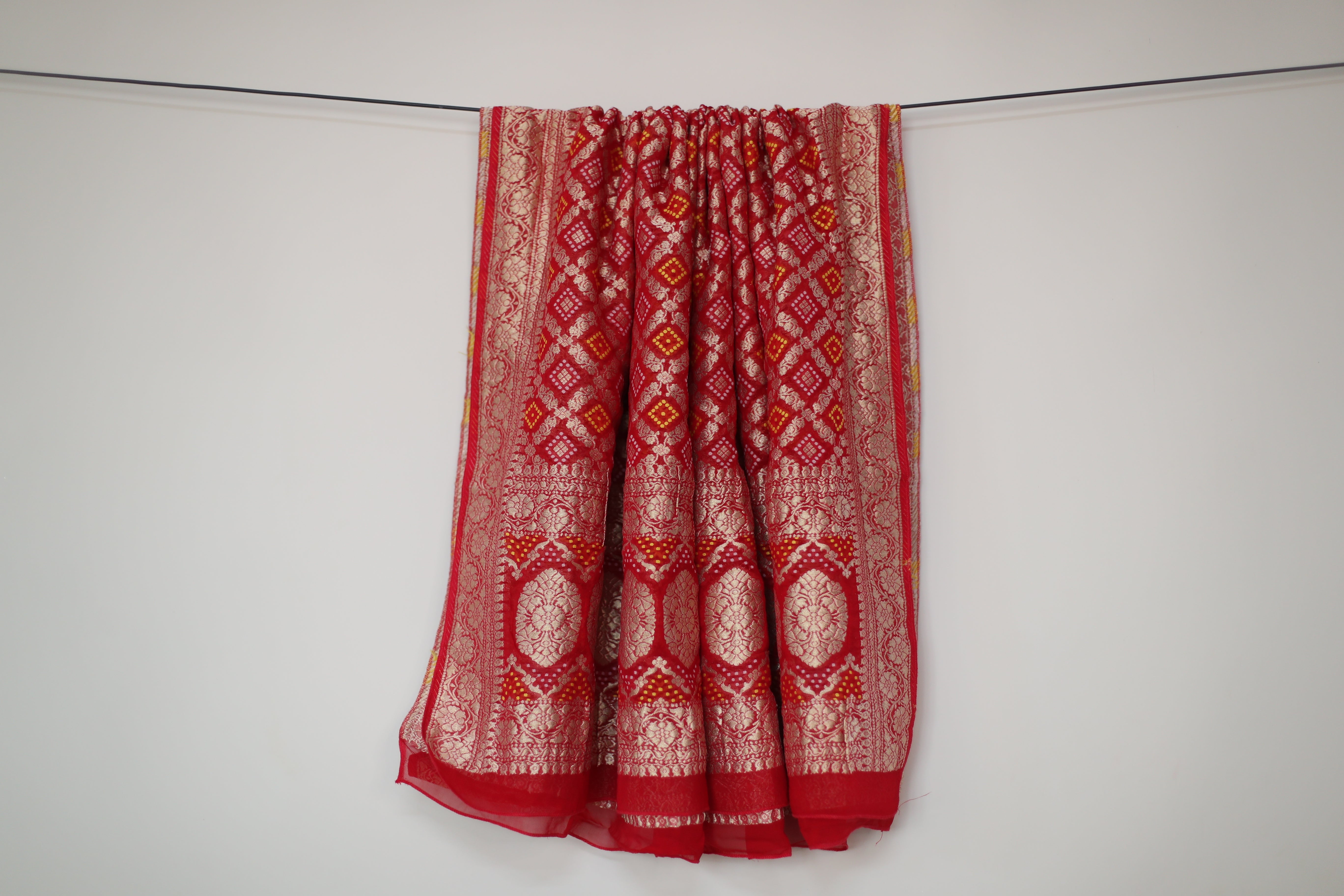 Pure Georgette Gharchola Dupatta - Cherry Rani