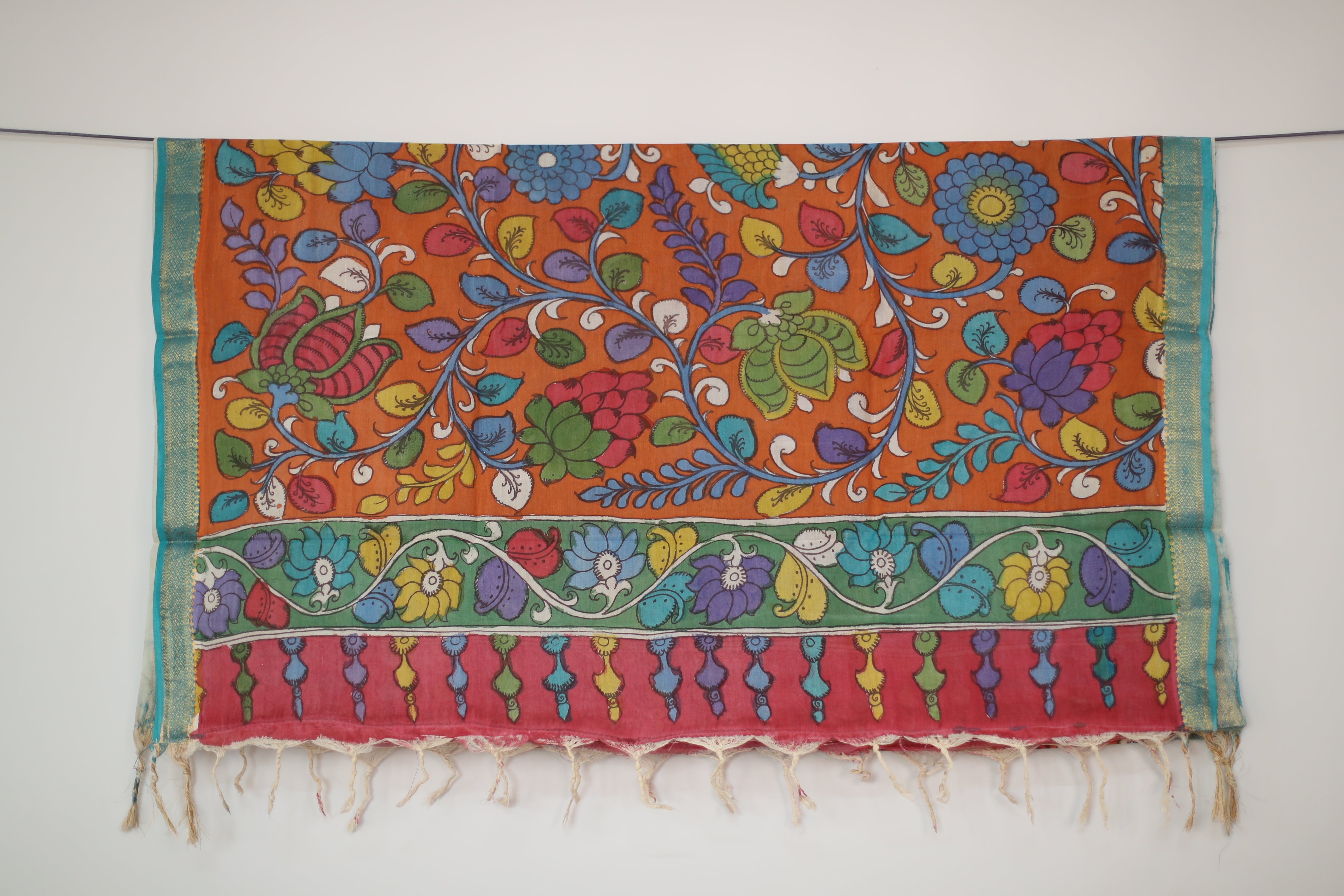 Tusar Silk Pen-Work Kalamkari Dupatta