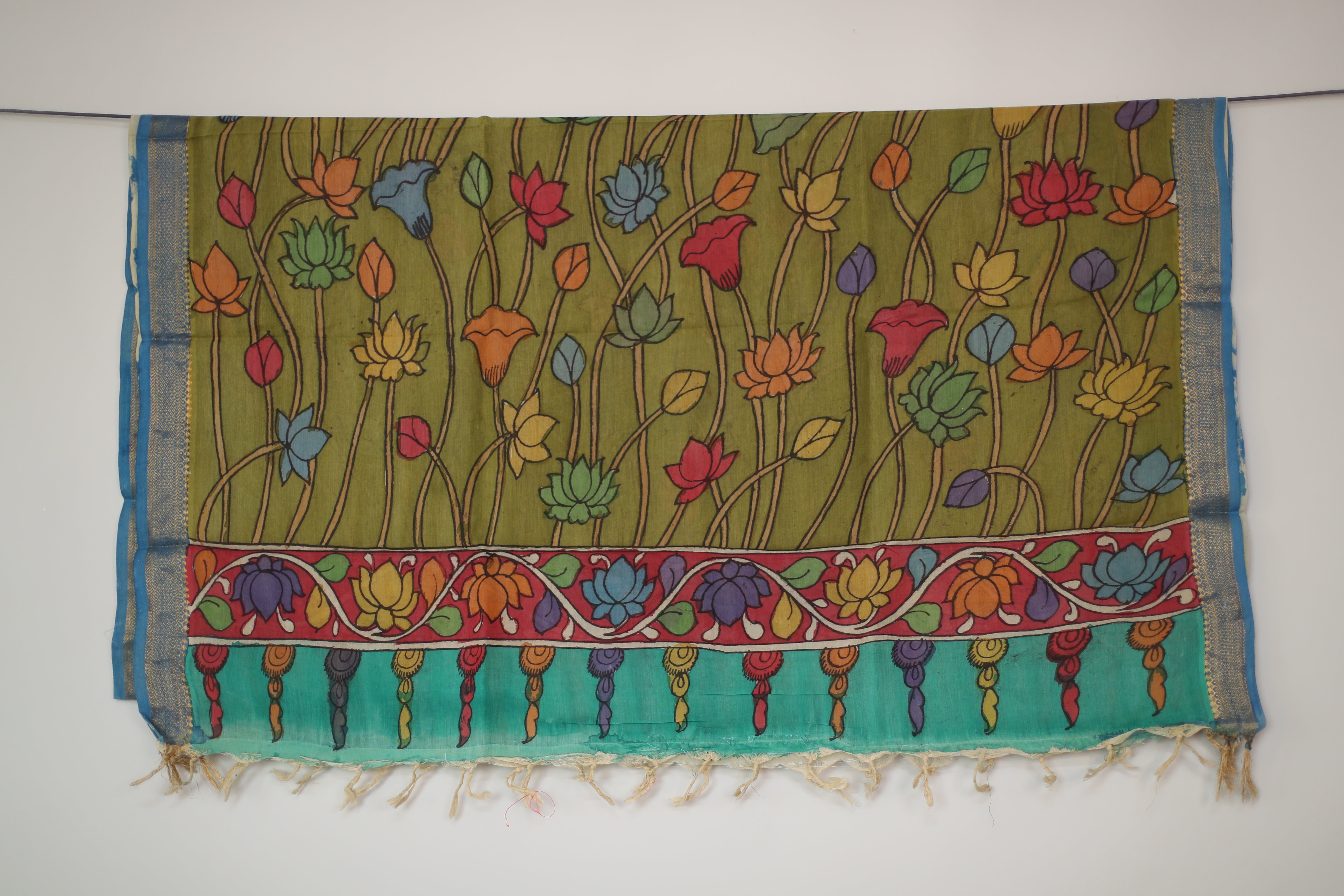 Tusar Silk Pen-Work Kalamkari Dupatta