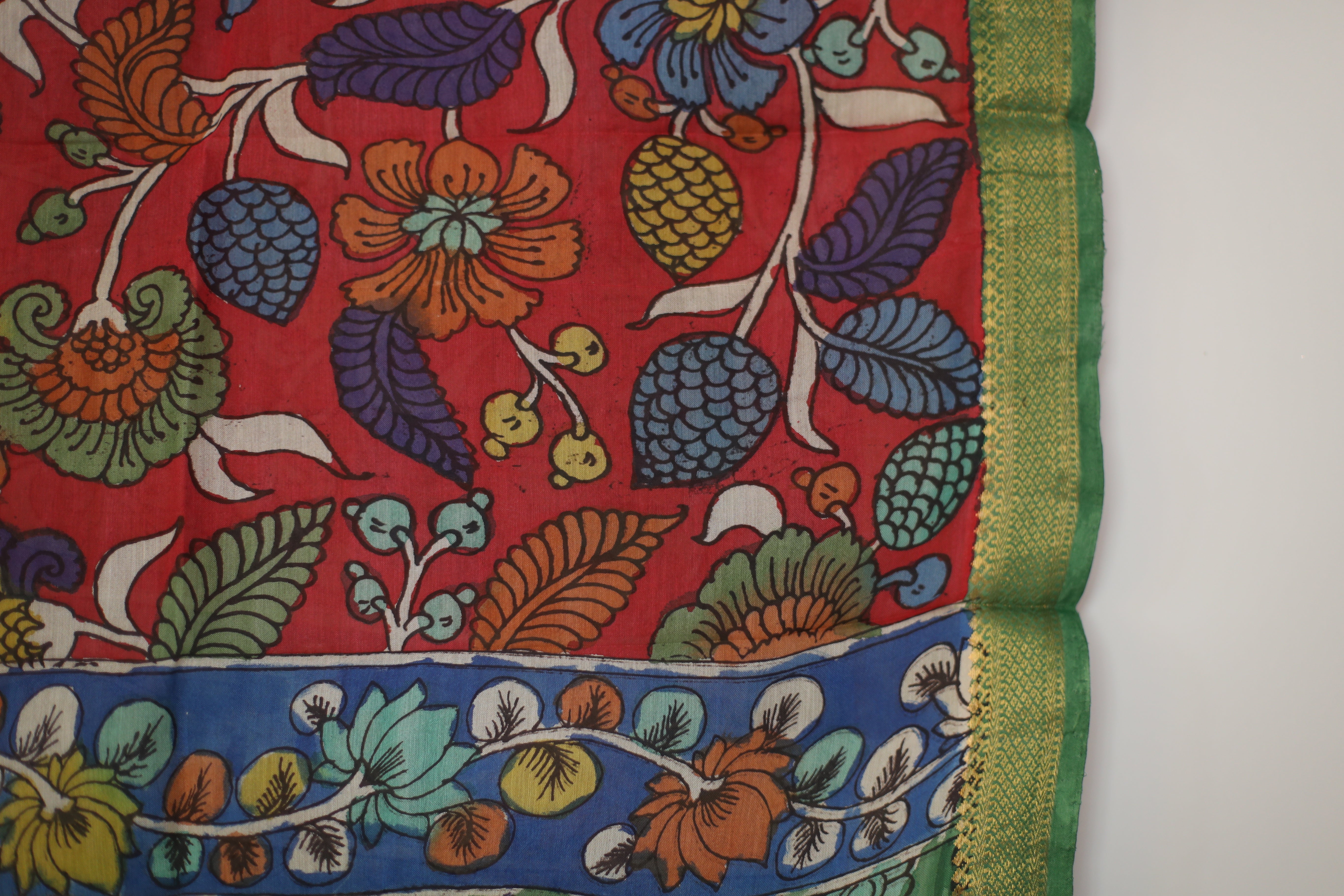 Tusar Silk Pen-Work Kalamkari Dupatta