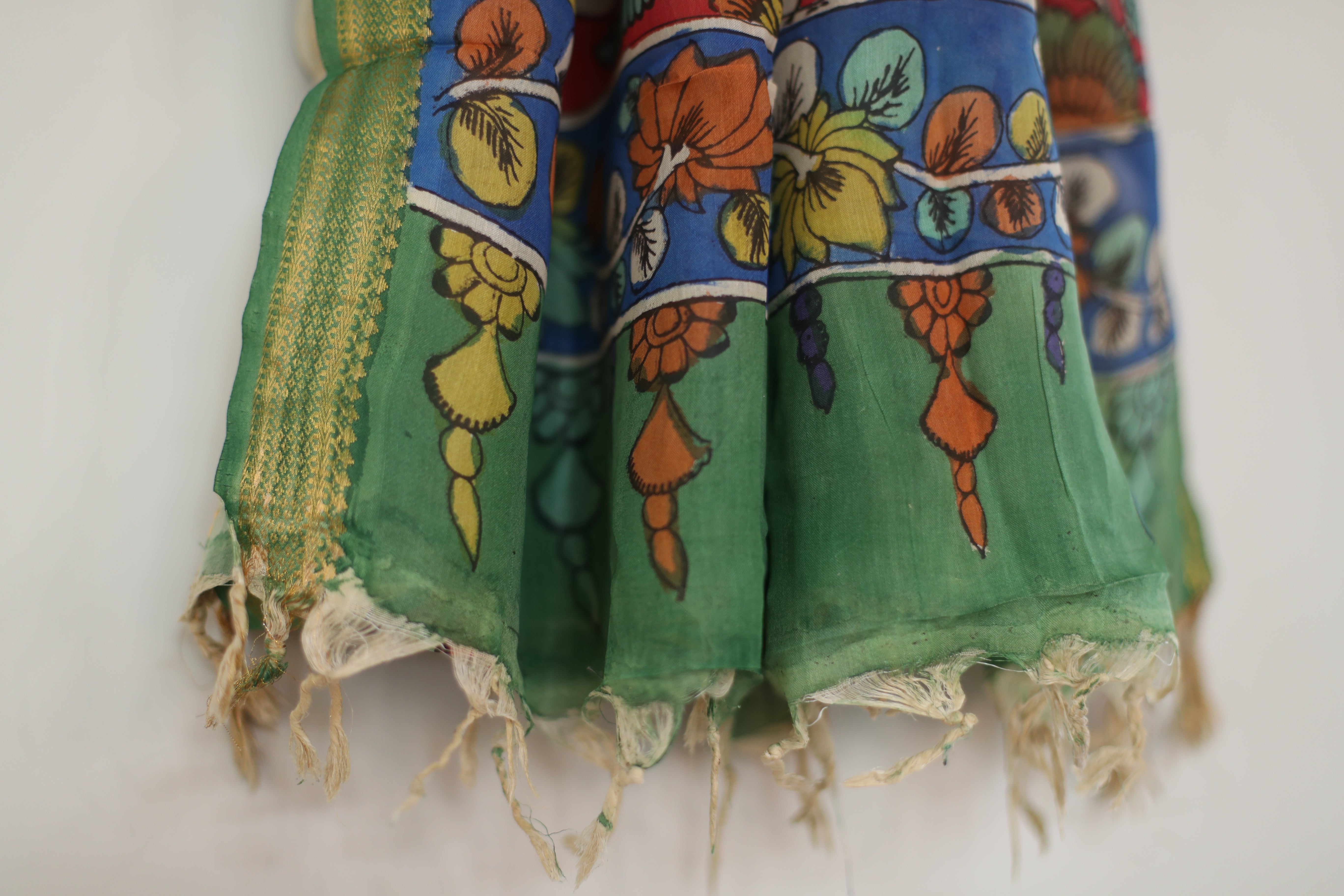 Tusar Silk Pen-Work Kalamkari Dupatta