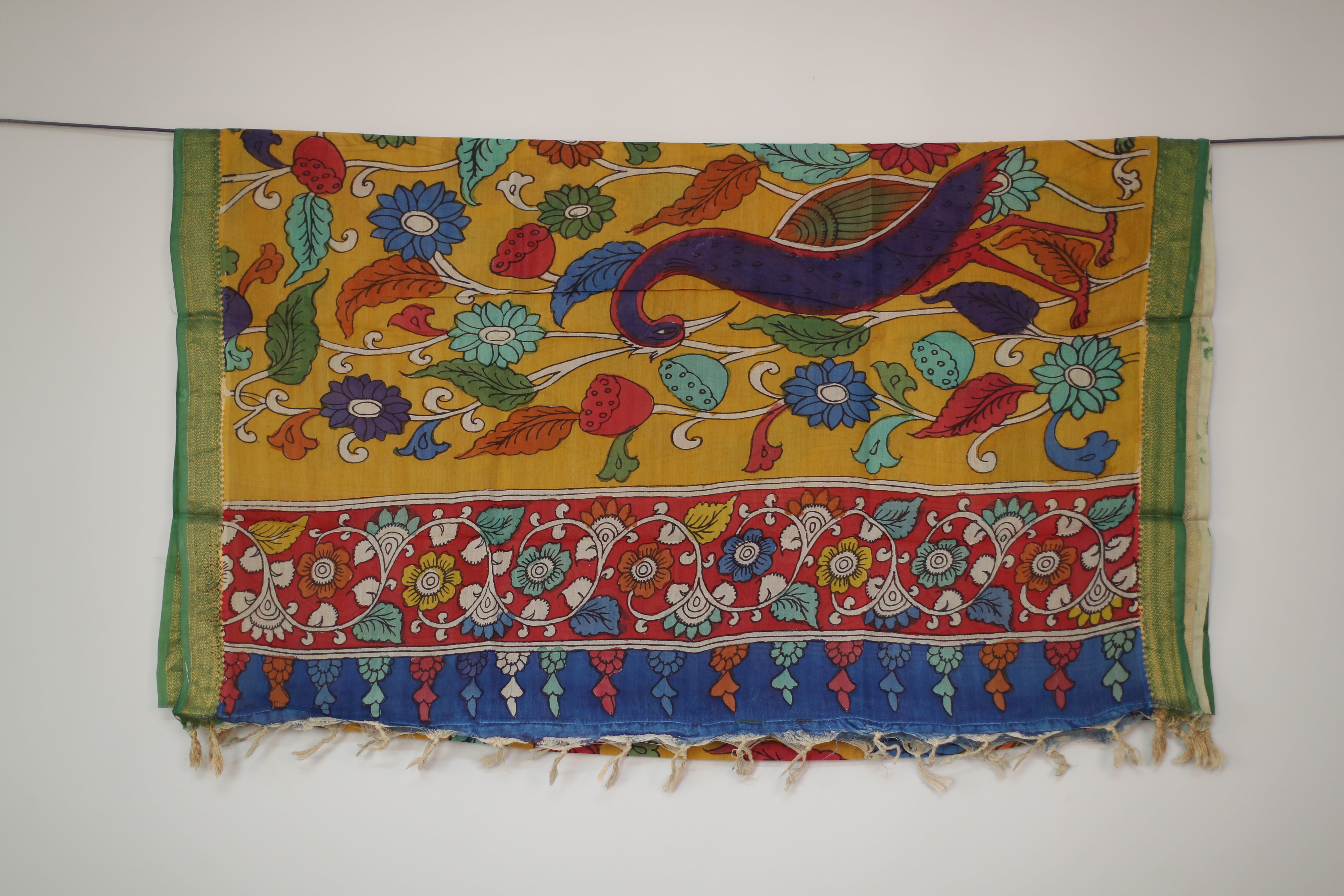 Tusar Silk Pen-Work Kalamkari Dupatta
