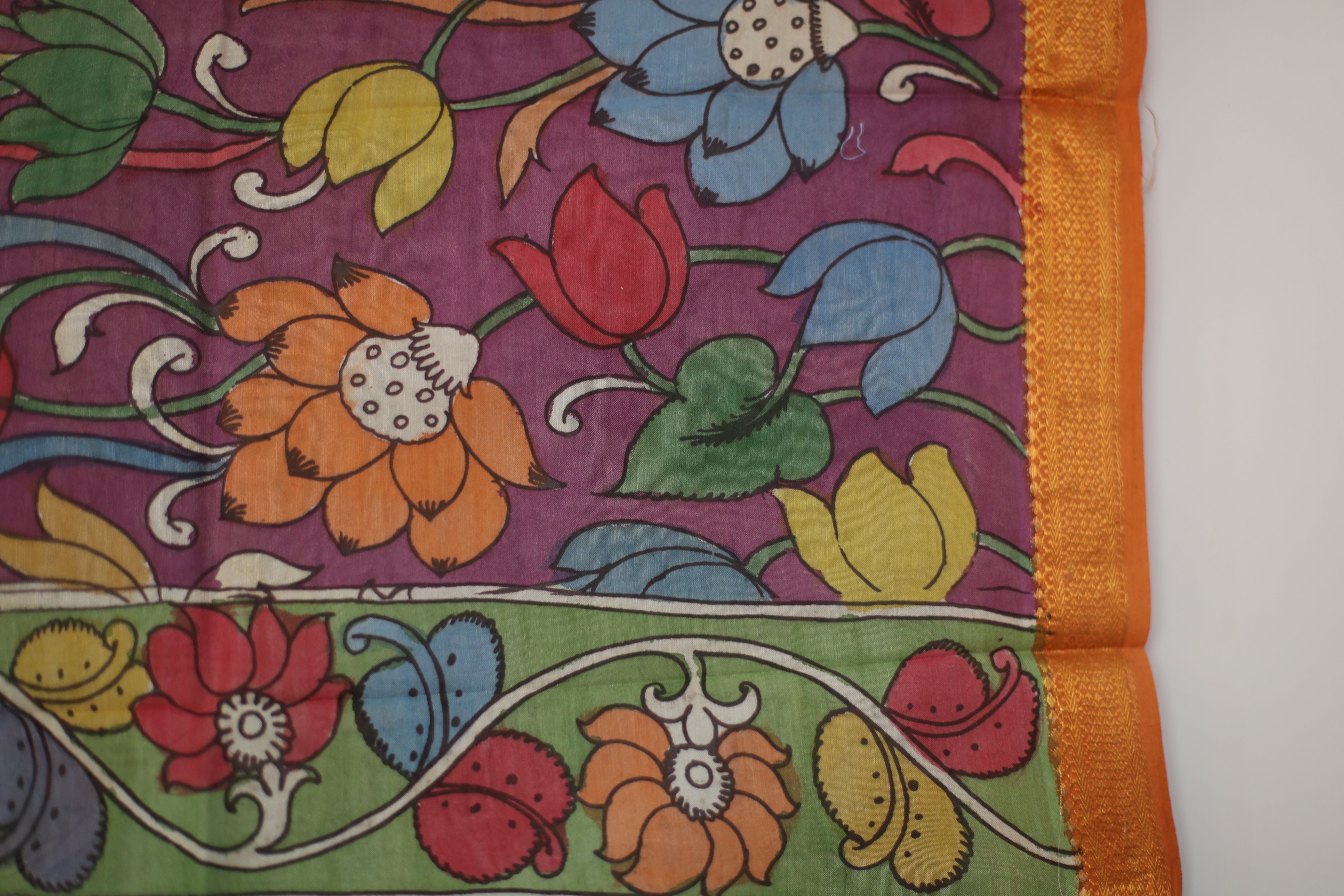 Tusar Silk Pen-Work Kalamkari Dupatta
