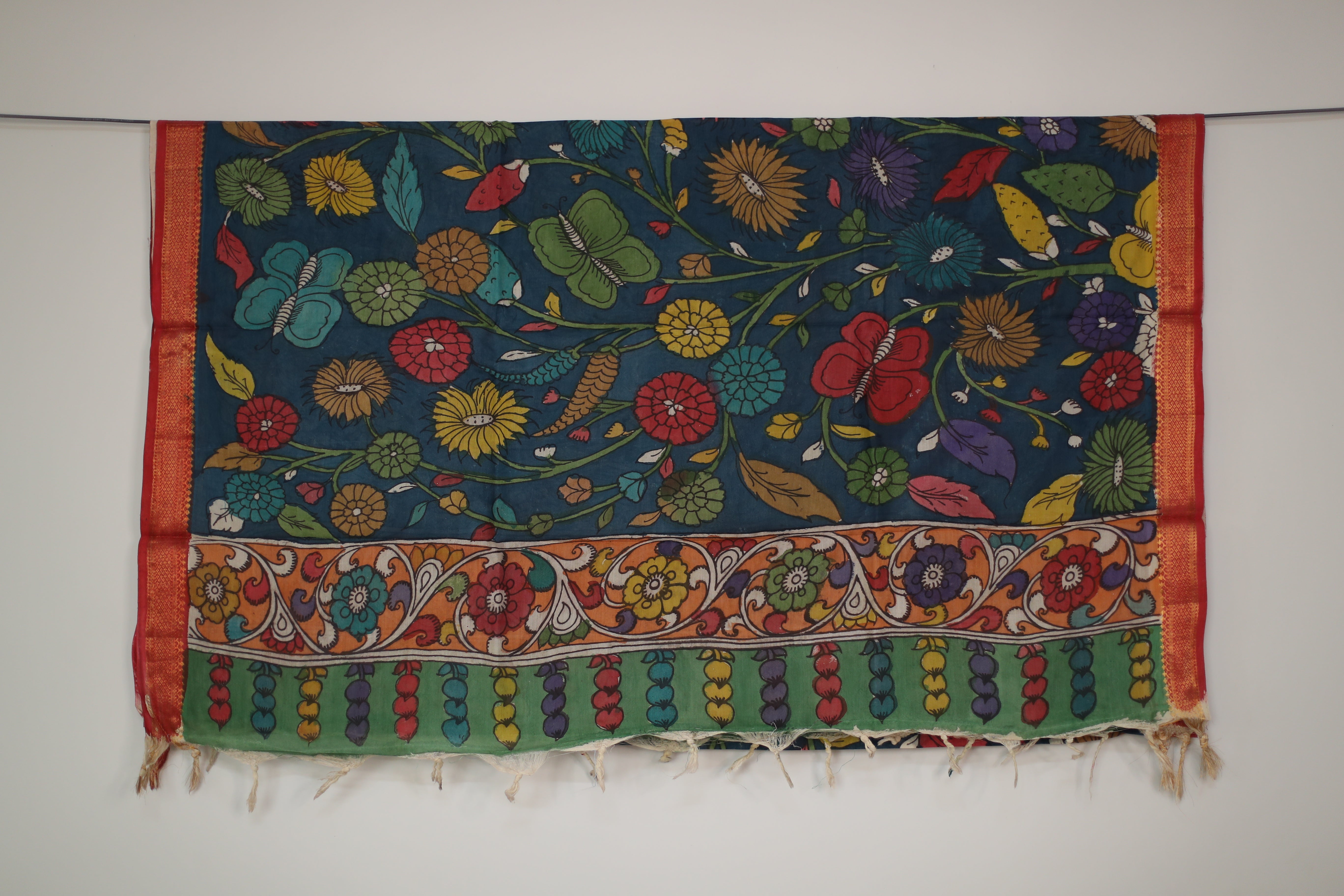 Tusar Silk Pen-Work Kalamkari Dupatta