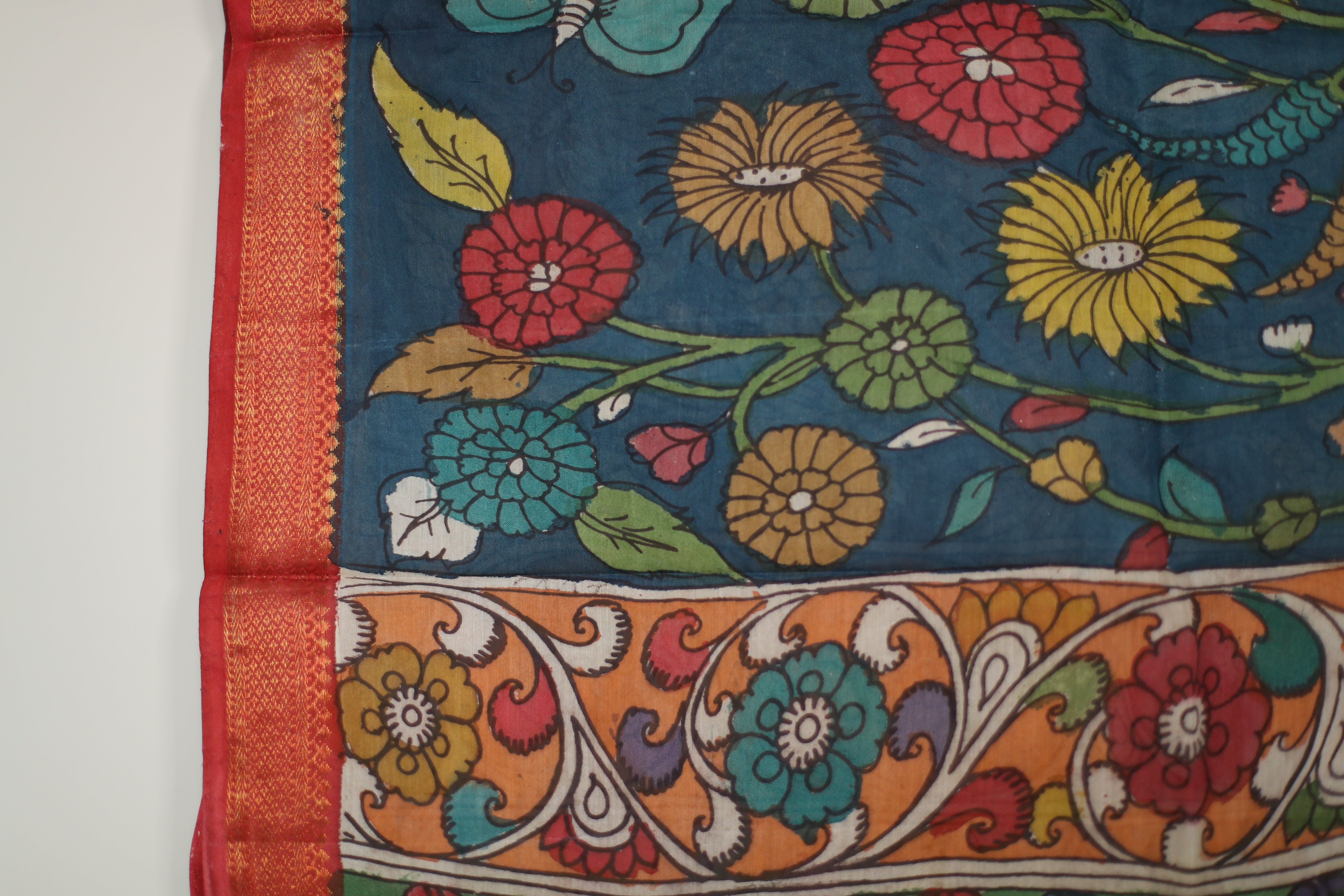 Tusar Silk Pen-Work Kalamkari Dupatta