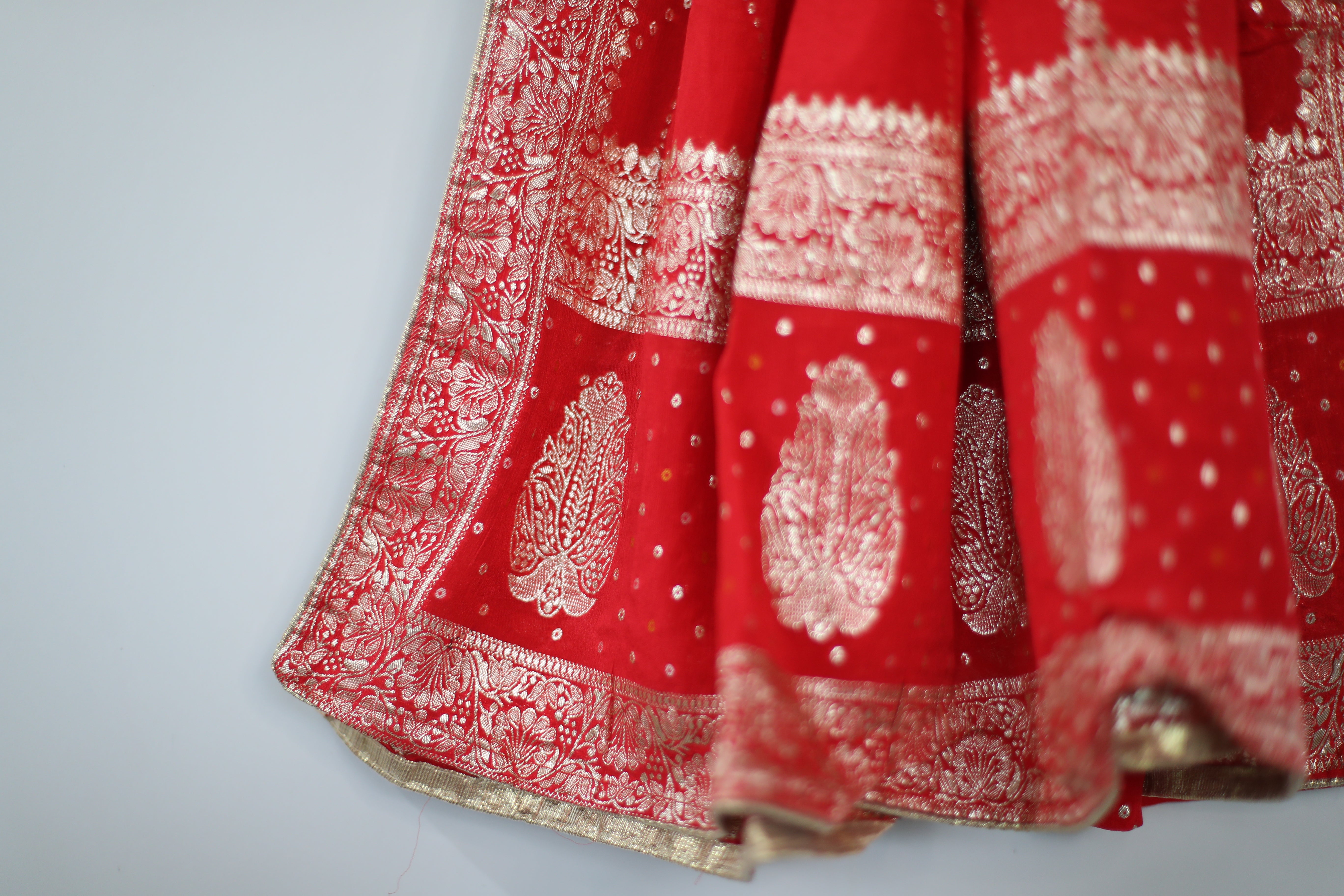 Pure Chinon Bandhini Banarasi Dupatta - Red
