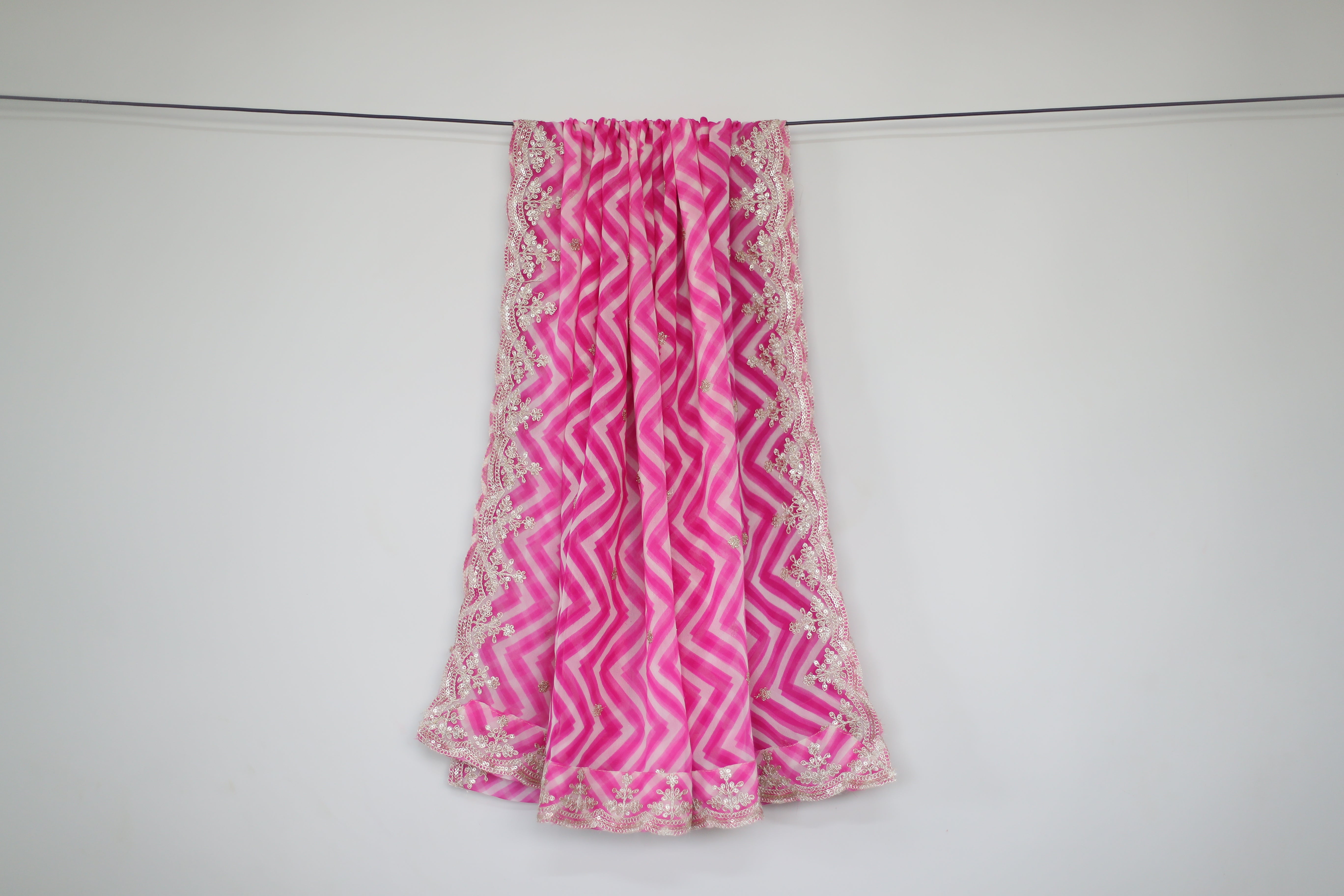 Vintage Georgette Lehariya Dupatta - Pink
