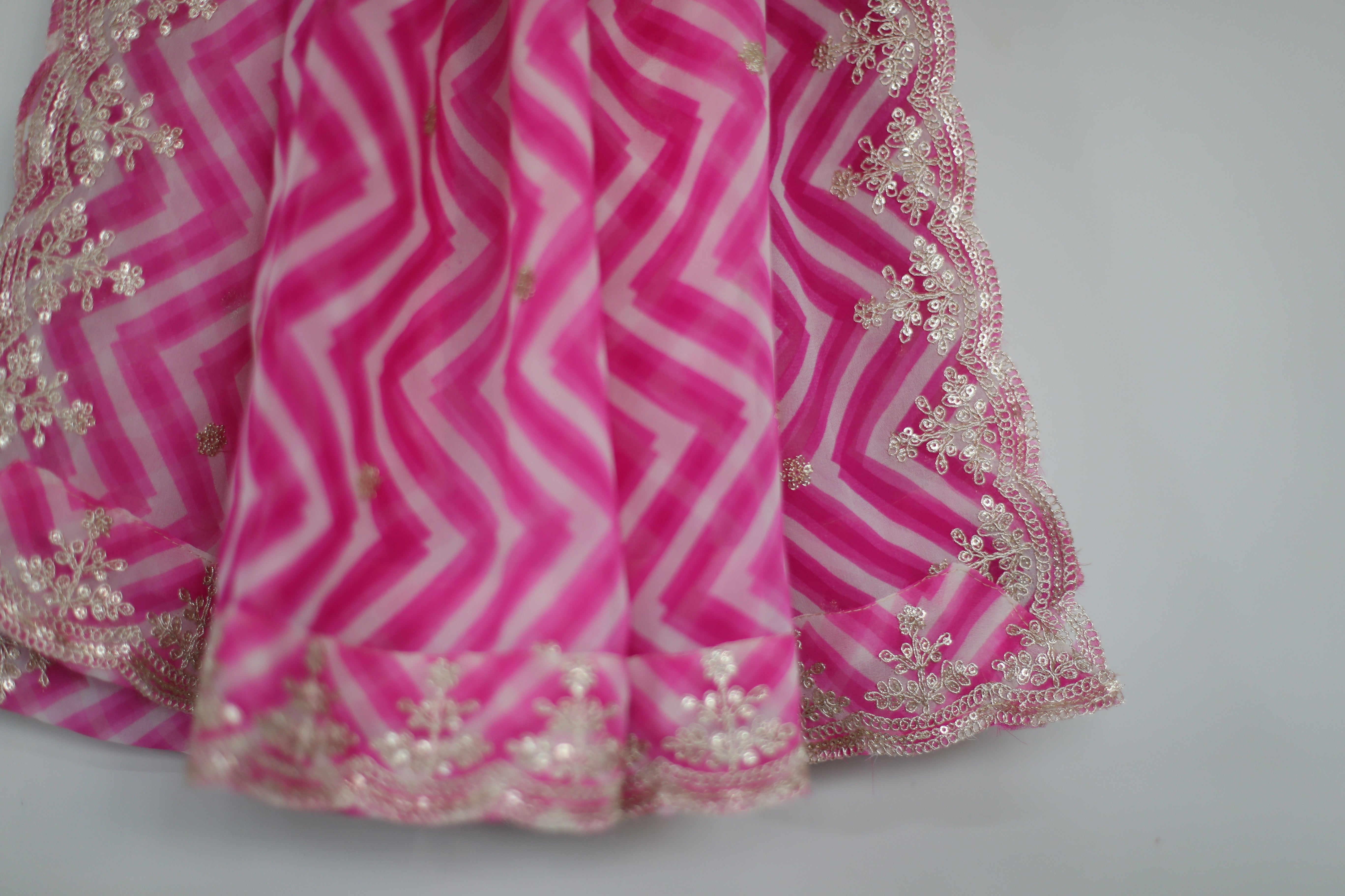 Vintage Georgette Lehariya Dupatta - Pink