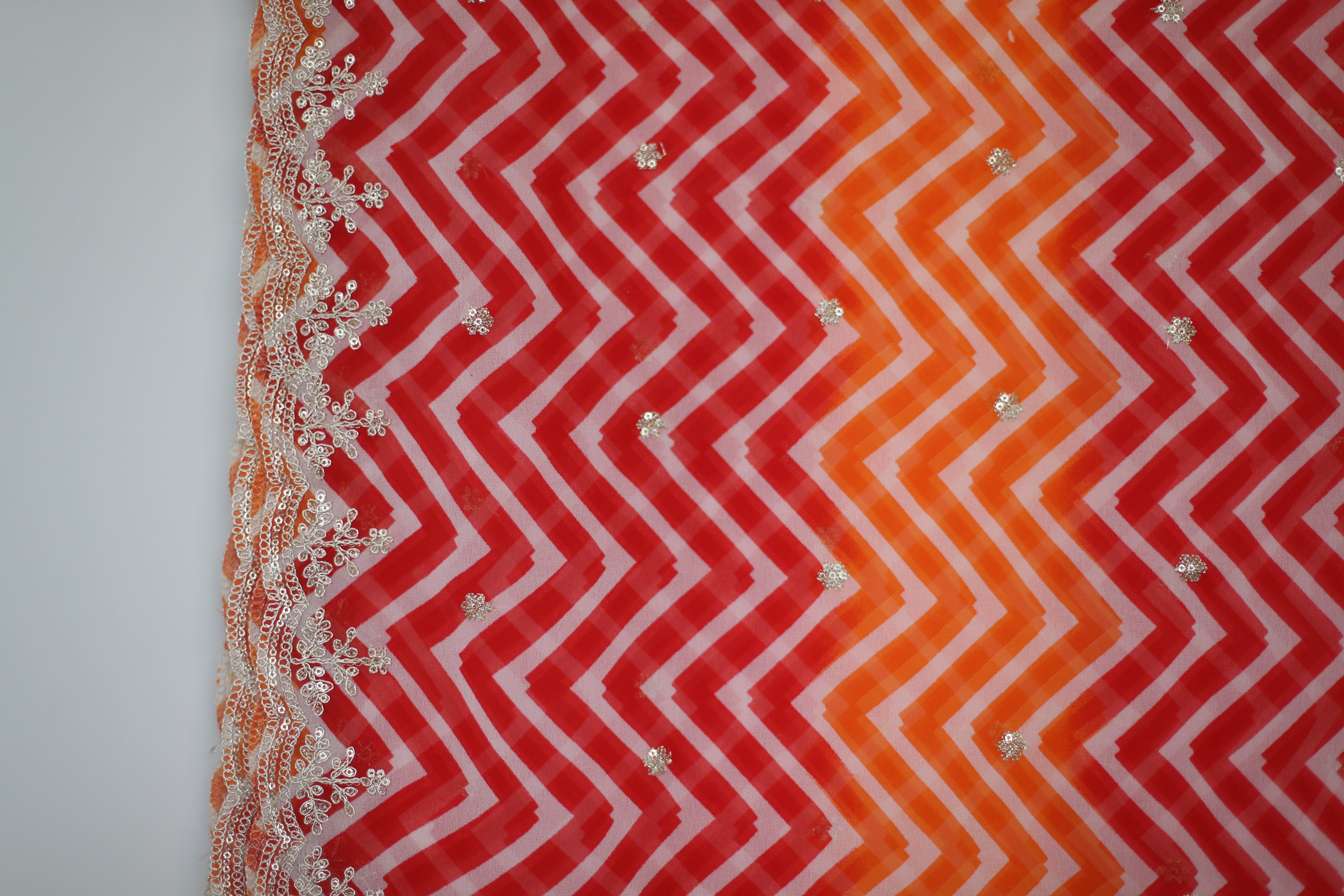 Vintage Georgette Lehariya Dupatta - Red