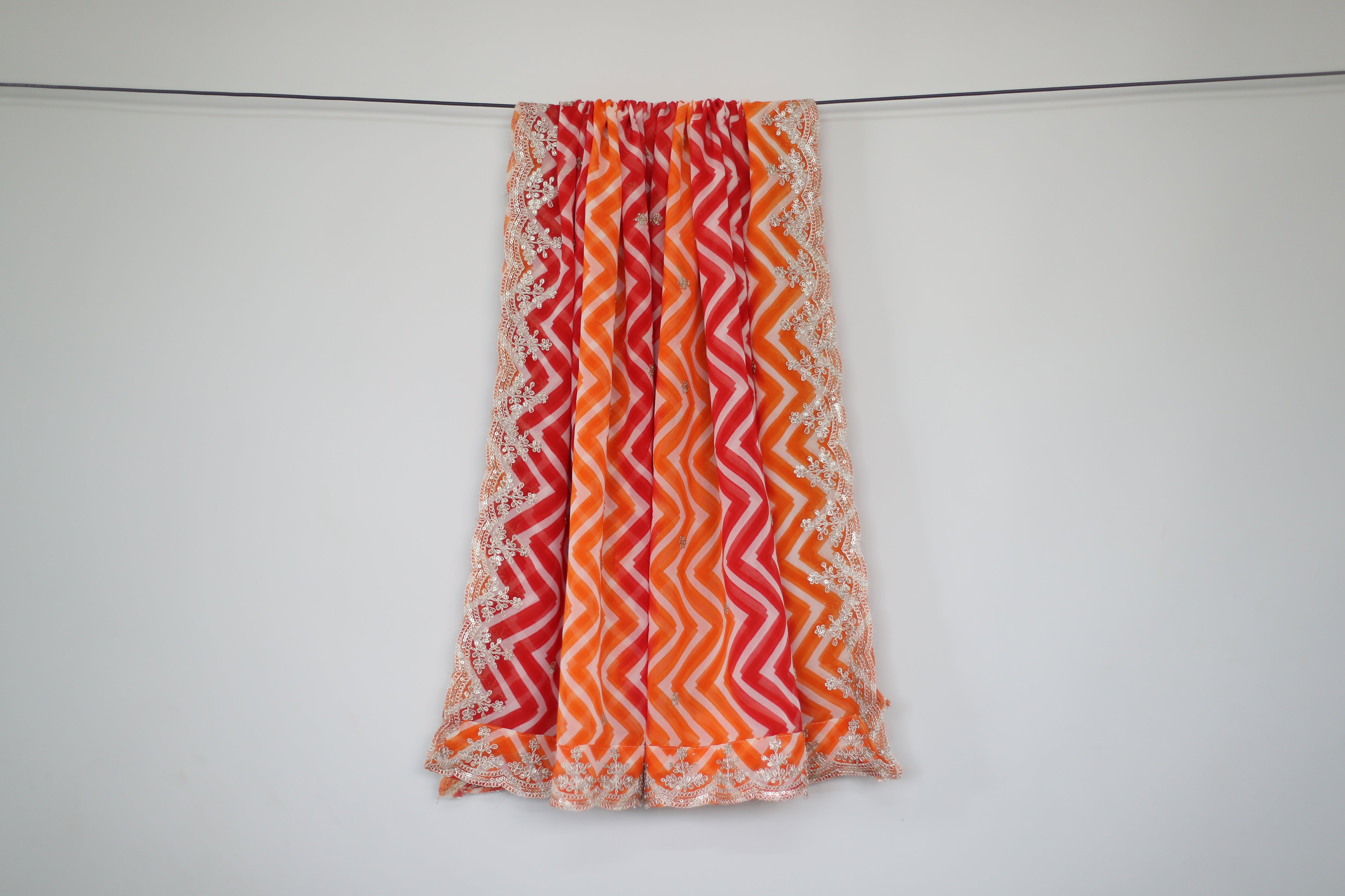 Vintage Georgette Lehariya Dupatta - Red