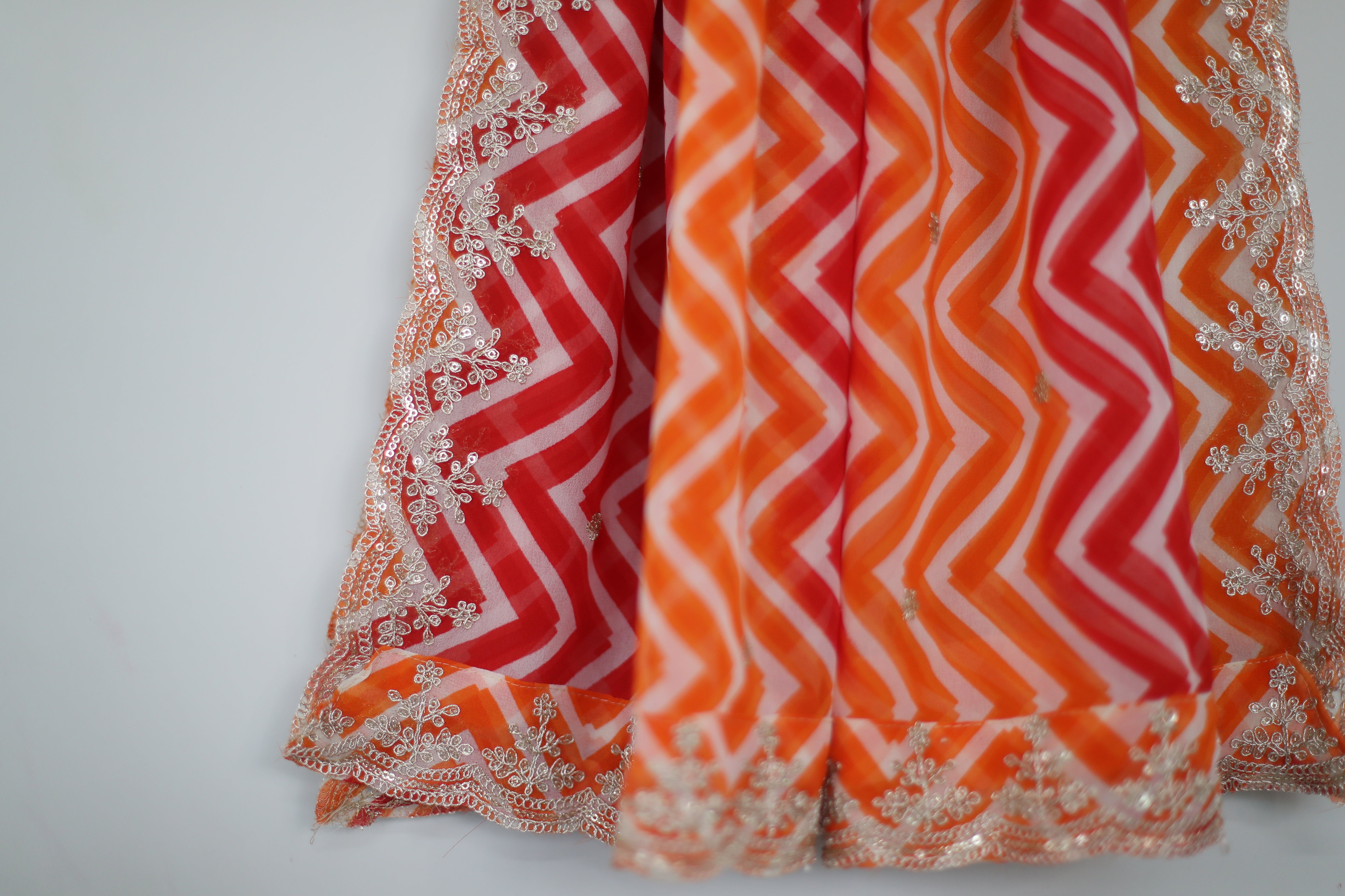 Vintage Georgette Lehariya Dupatta - Red
