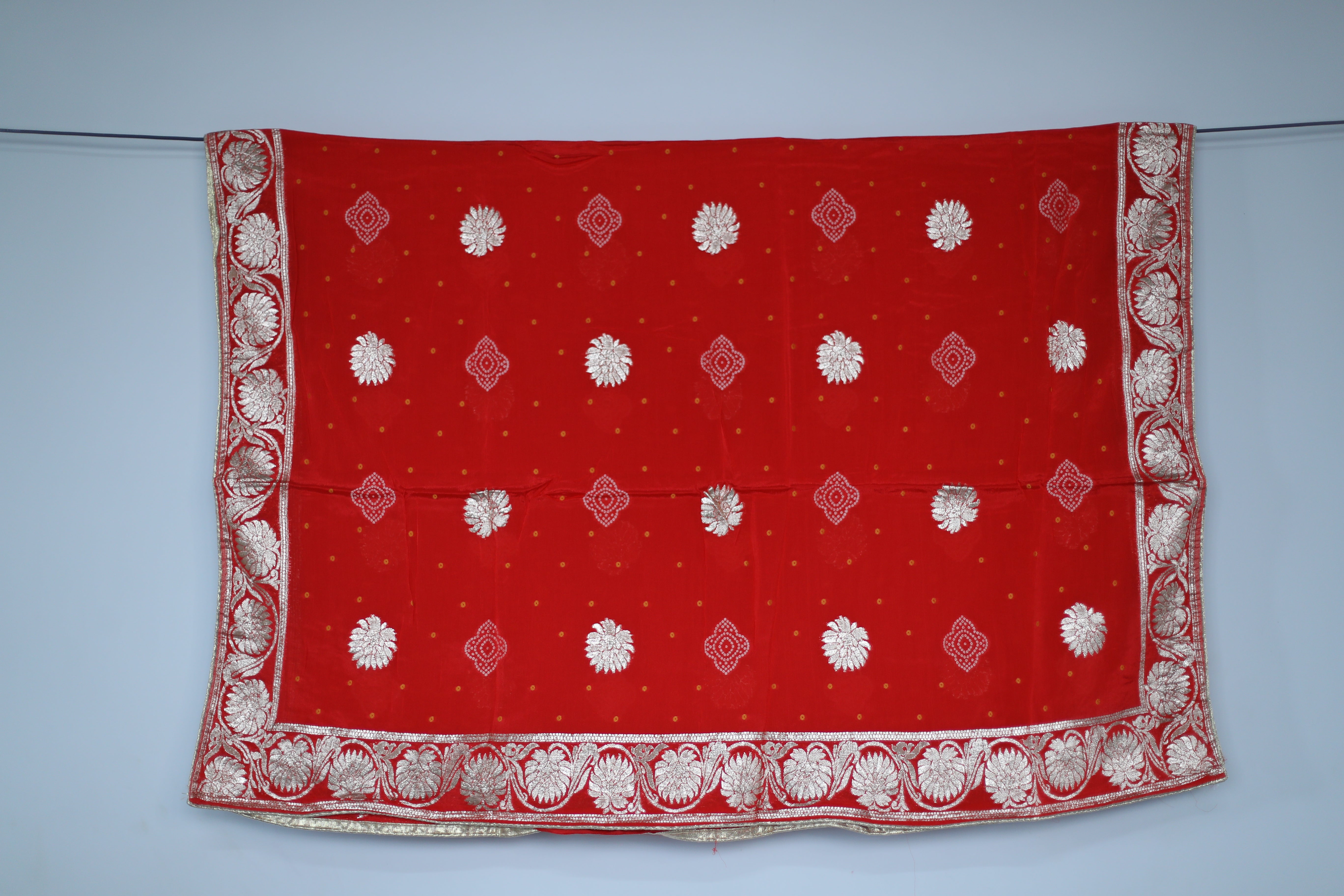 Pure Chinon Bandhini Banarasi Dupatta - Red